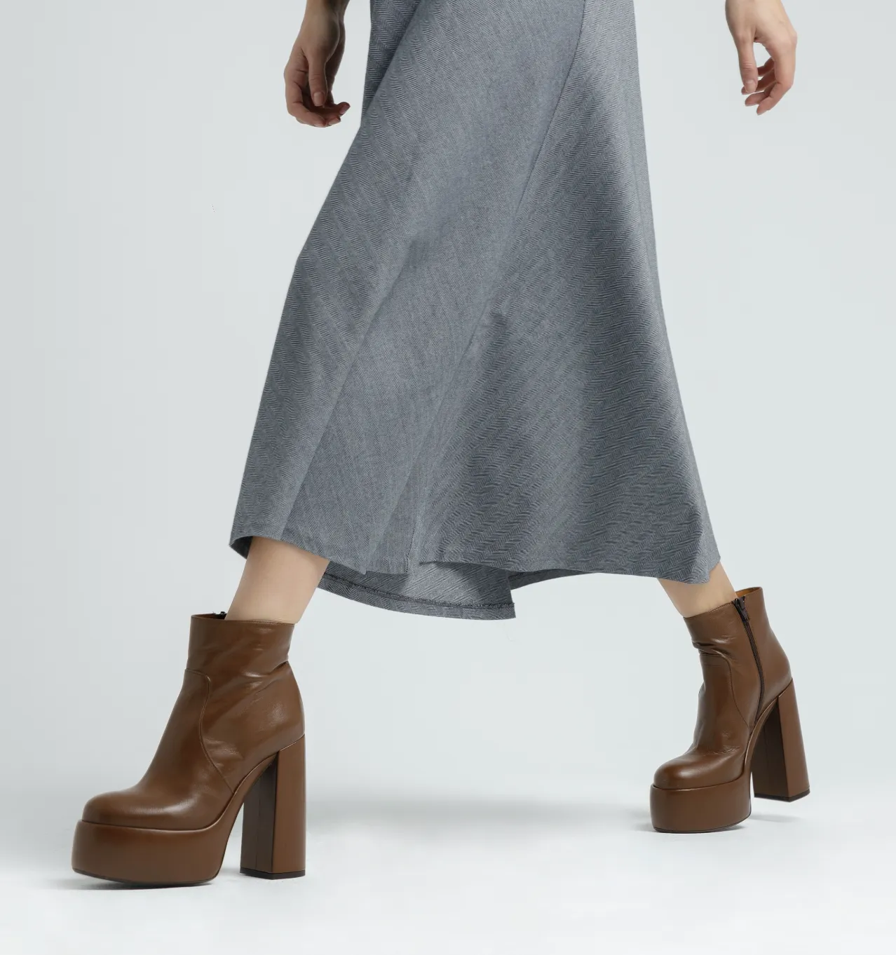 Sato Brown Platform Ankle Boots