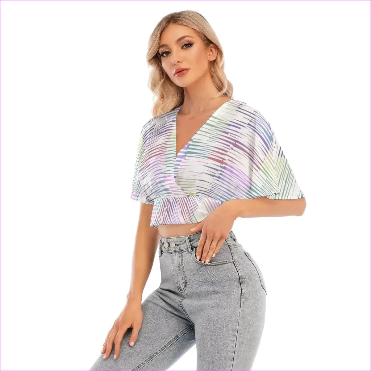 Scribbled Women's & Teen's Bat Sleeve Crop Top