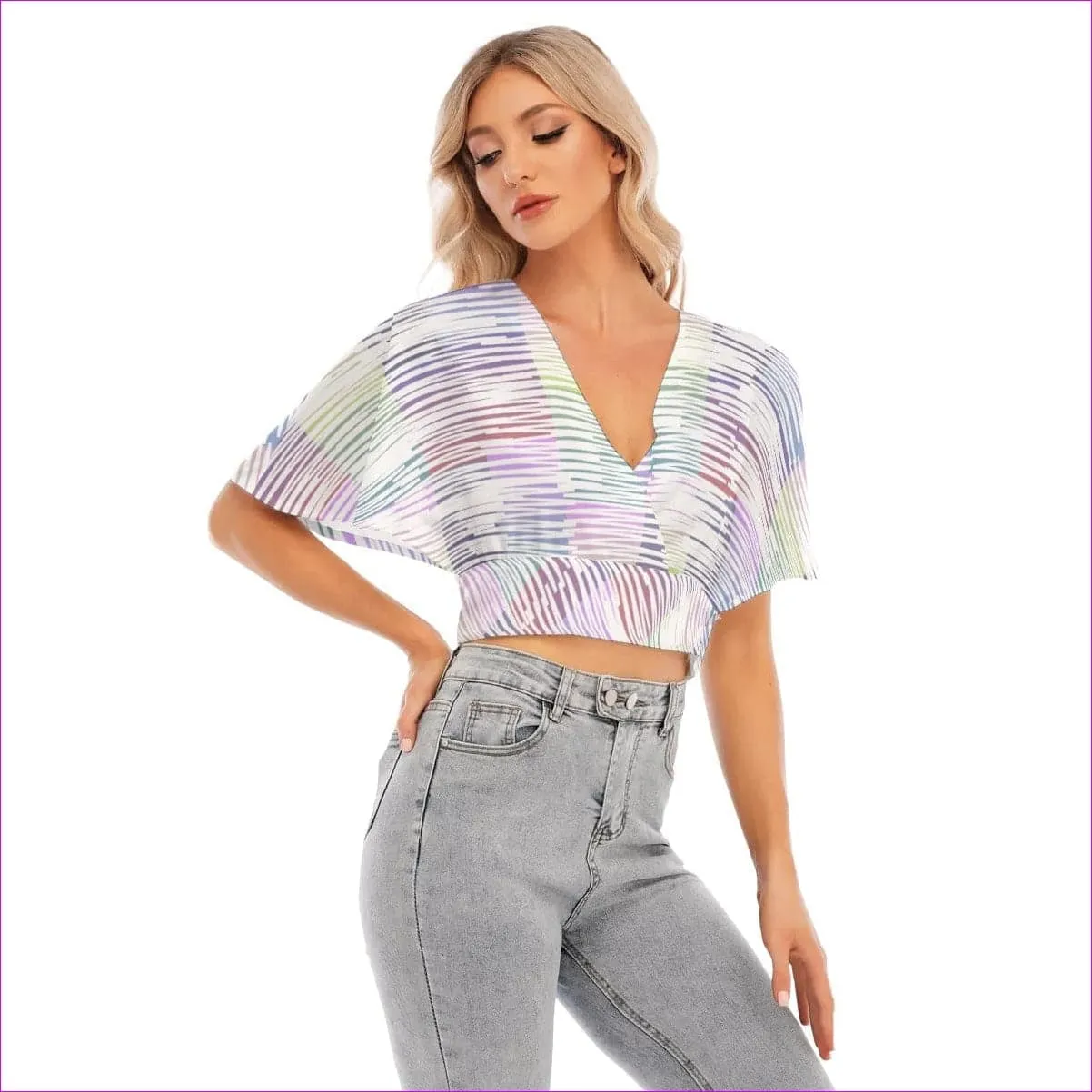 Scribbled Women's & Teen's Bat Sleeve Crop Top