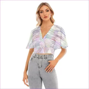 Scribbled Women's & Teen's Bat Sleeve Crop Top