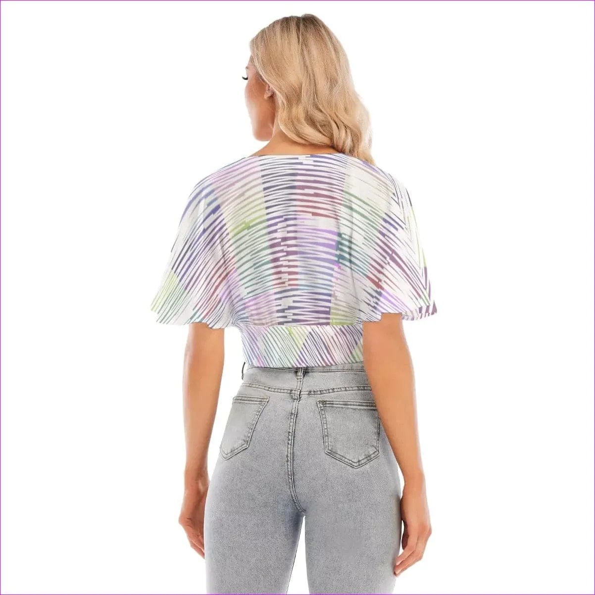 Scribbled Women's & Teen's Bat Sleeve Crop Top