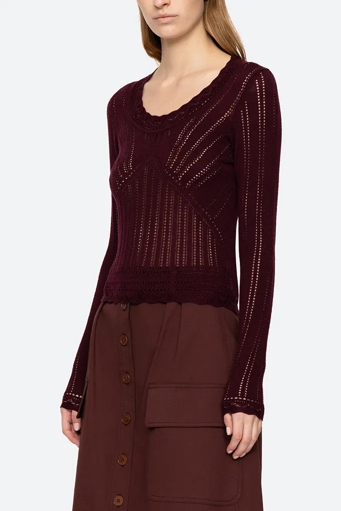 Sea New York - Paxton Knit Long Sleeve - Burgundy