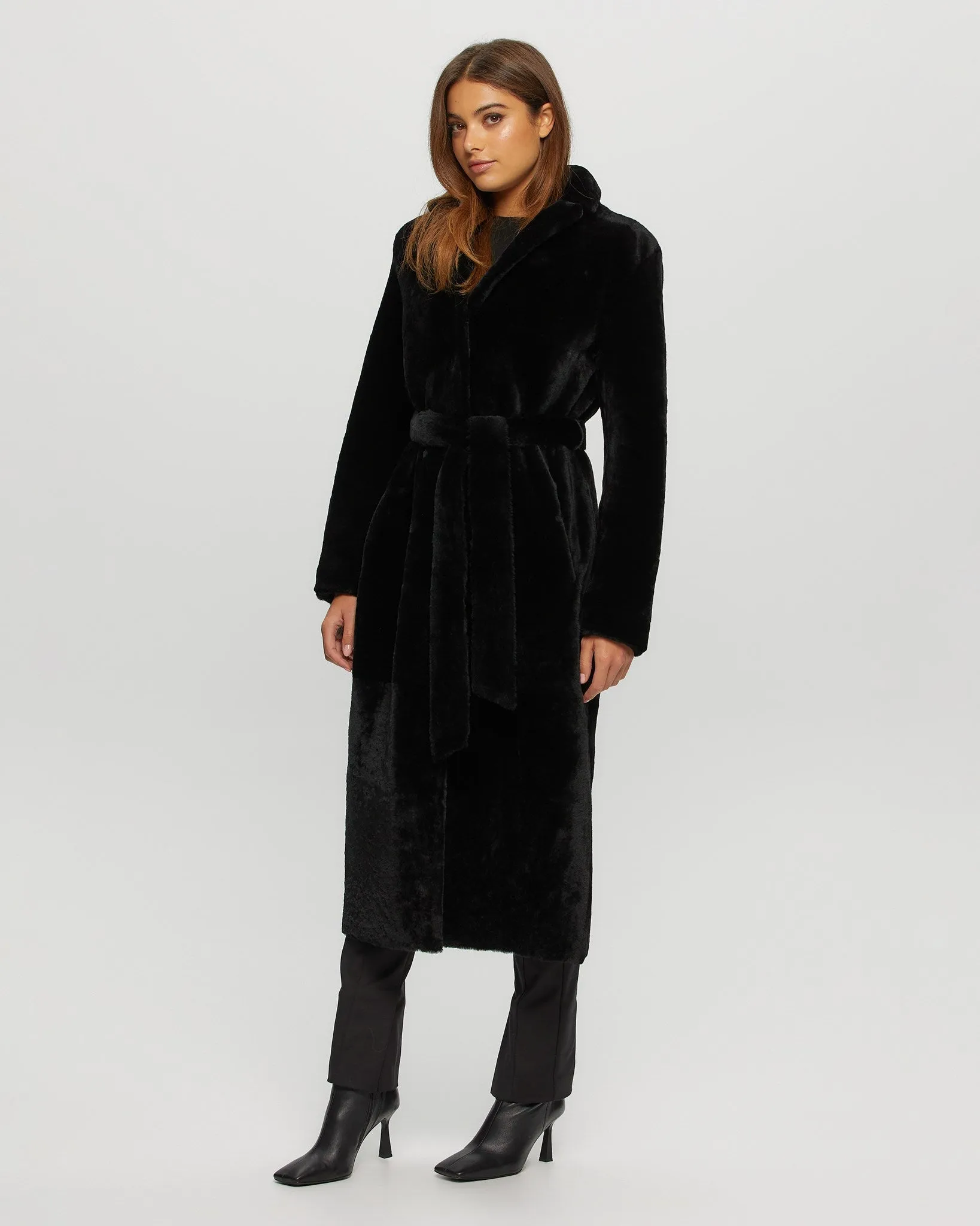 Select Shearling Lamb Coat, Belt