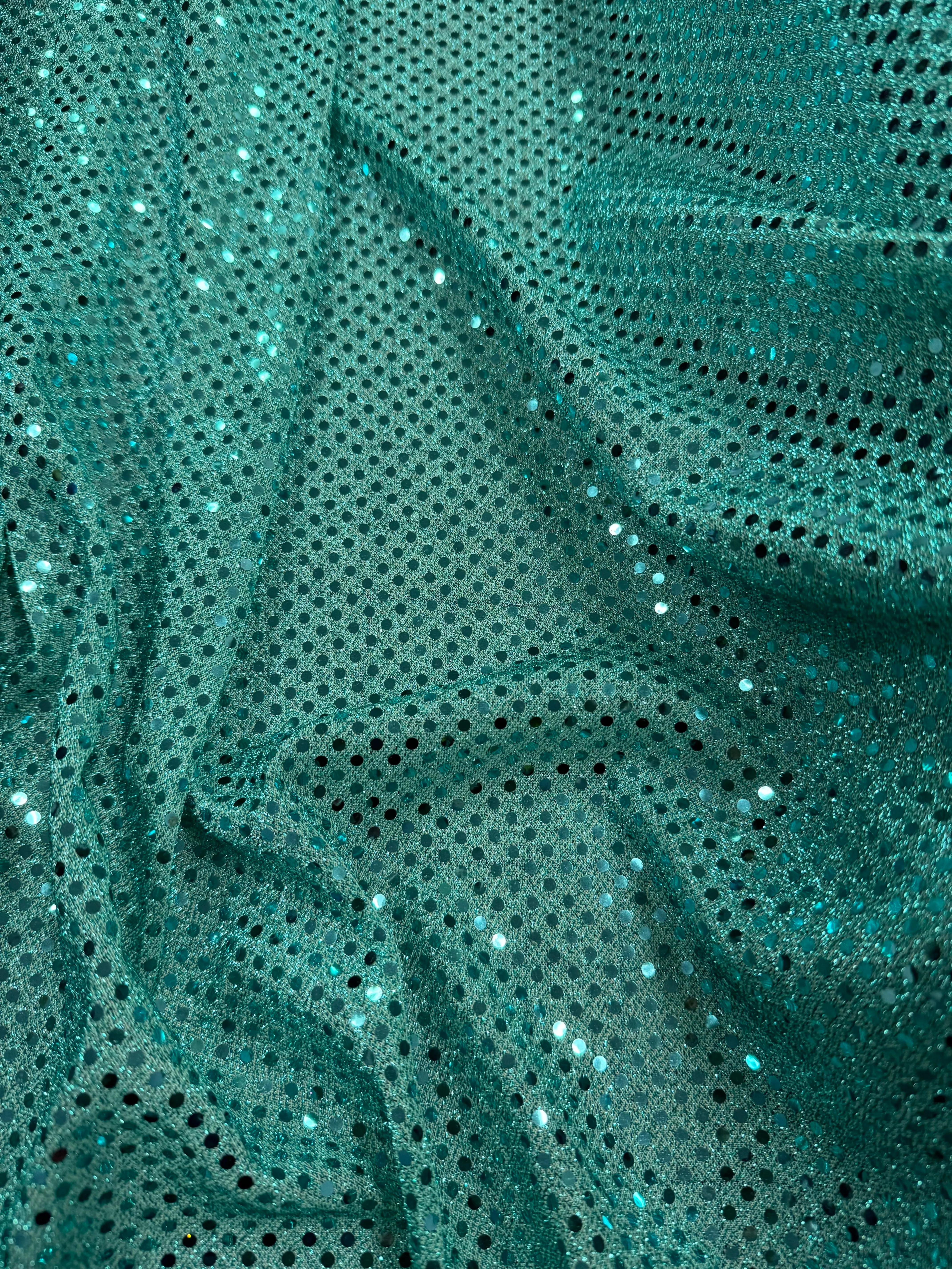 Sequin Metallic Dot Fabric - 60-inches Wide Aqua Close-Out