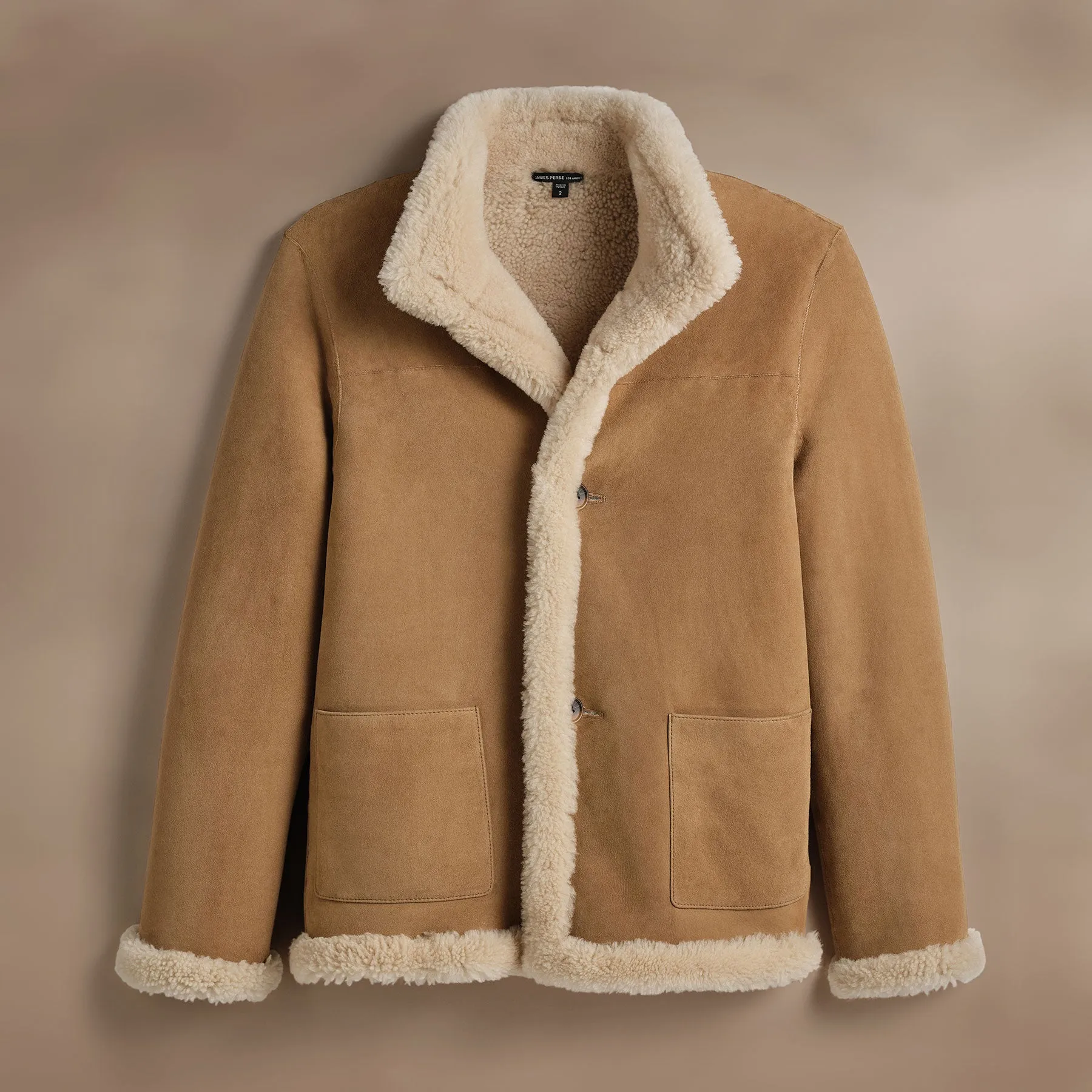 Shearling Car Coat - Caramel