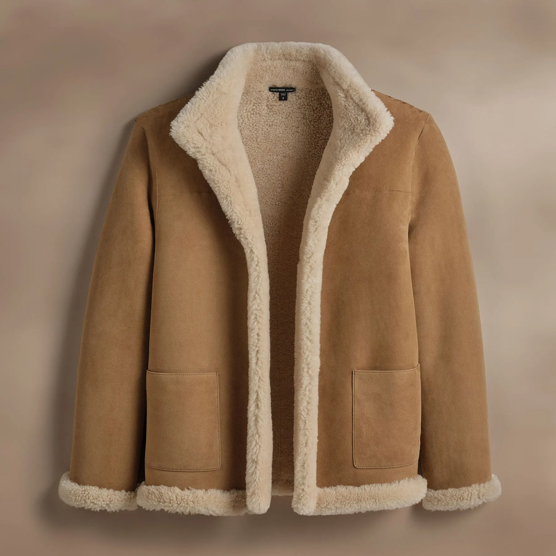 Shearling Car Coat - Caramel