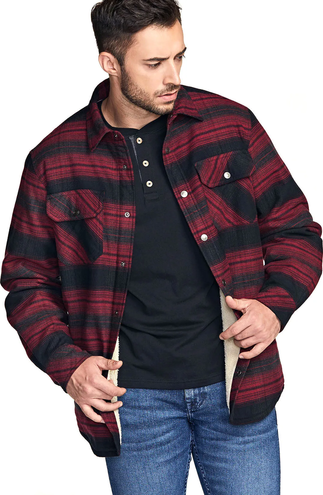 Sherpa Lined Flannel Shirt Jacket [HOK710]