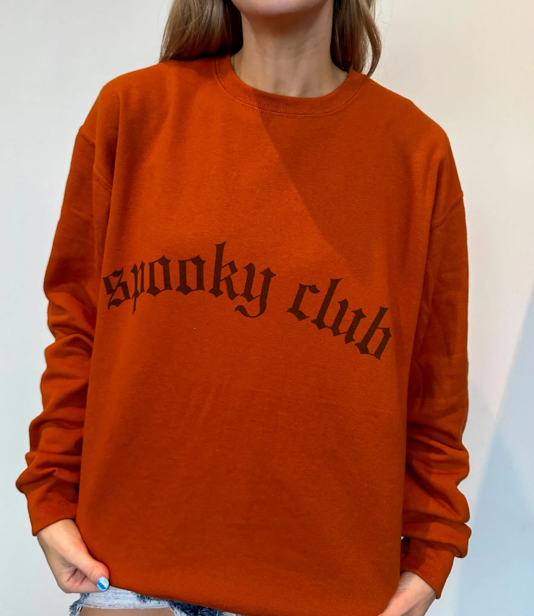 Spooky Club Graphic Sweatshirt- Rust