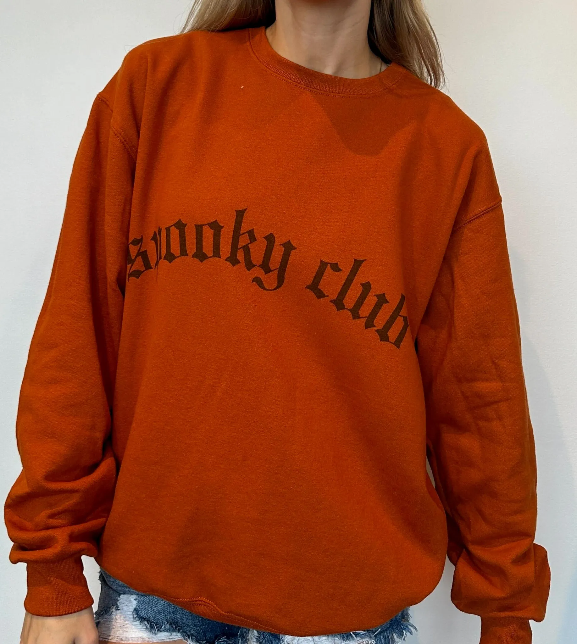 Spooky Club Graphic Sweatshirt- Rust