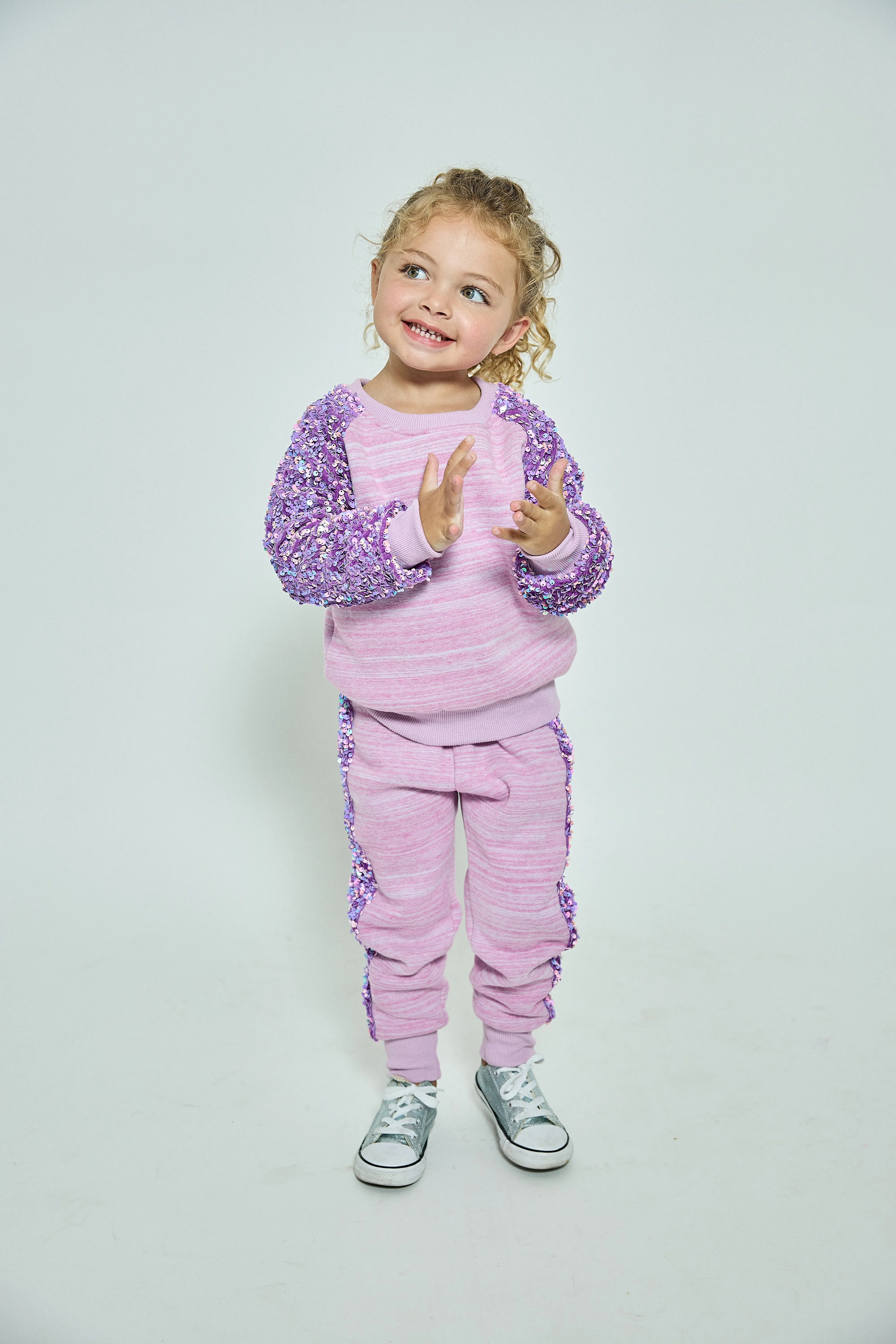 Sporty Princess Purple Sequined Sweat Set