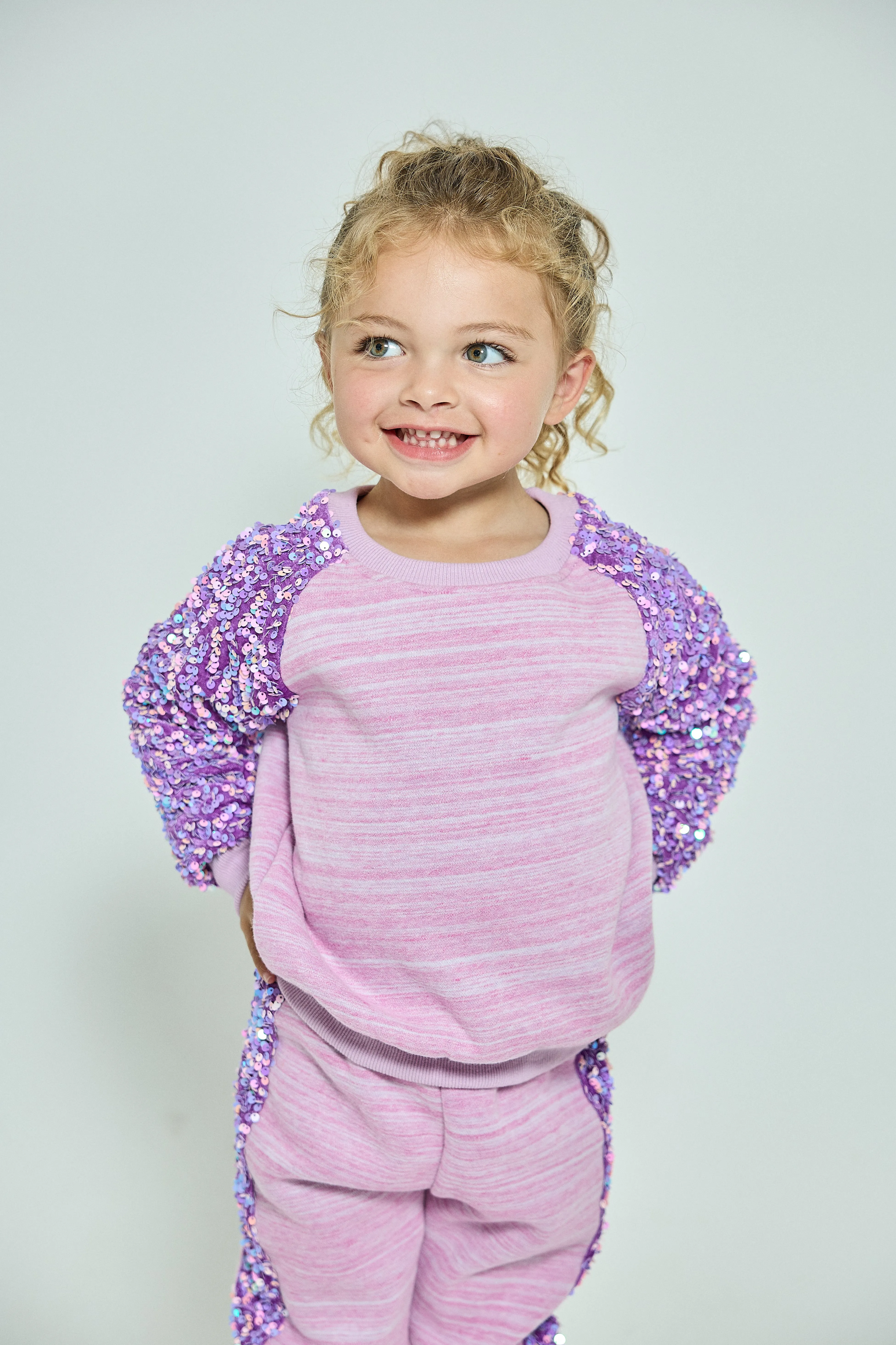 Sporty Princess Purple Sequined Sweat Set