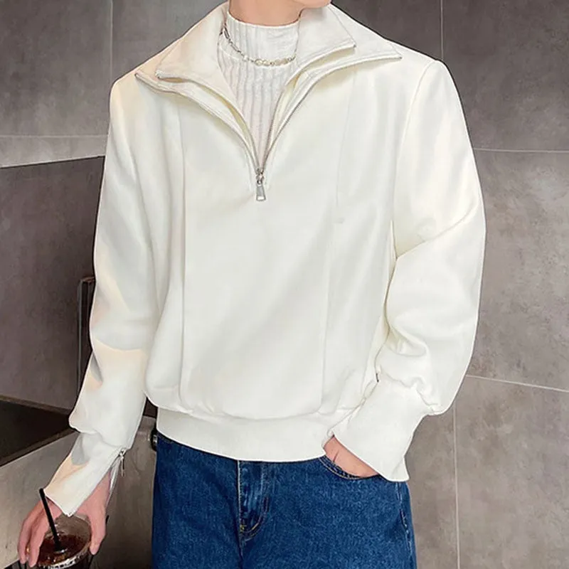 Stand-up Collar Double Zipper Double Layer Sweatshirt