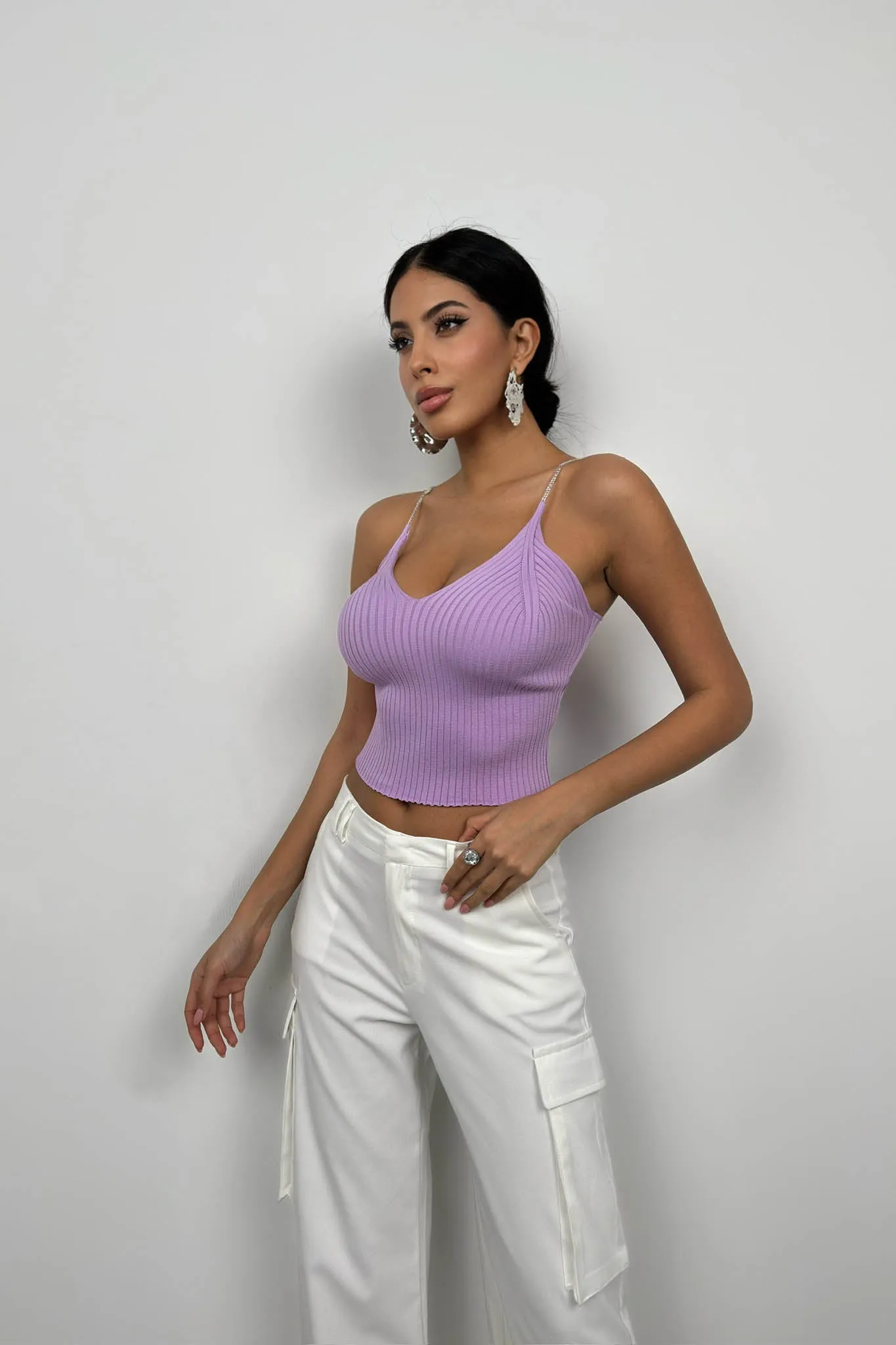 Stone Strap Knit Top