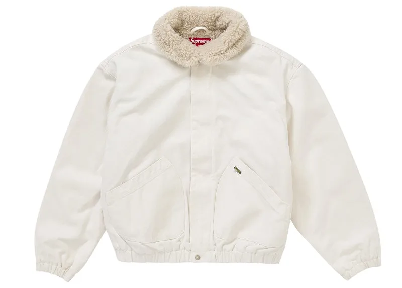 Supreme Faux Shearling Lined Bomber Jacket White