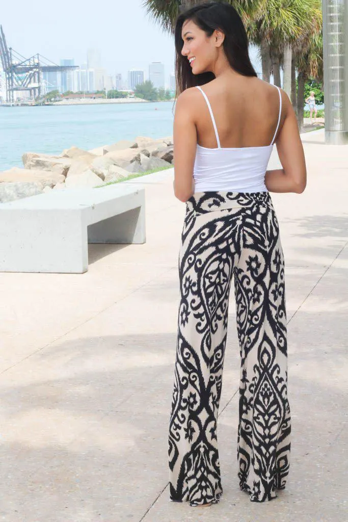 Taupe And Black Printed Pants - A25