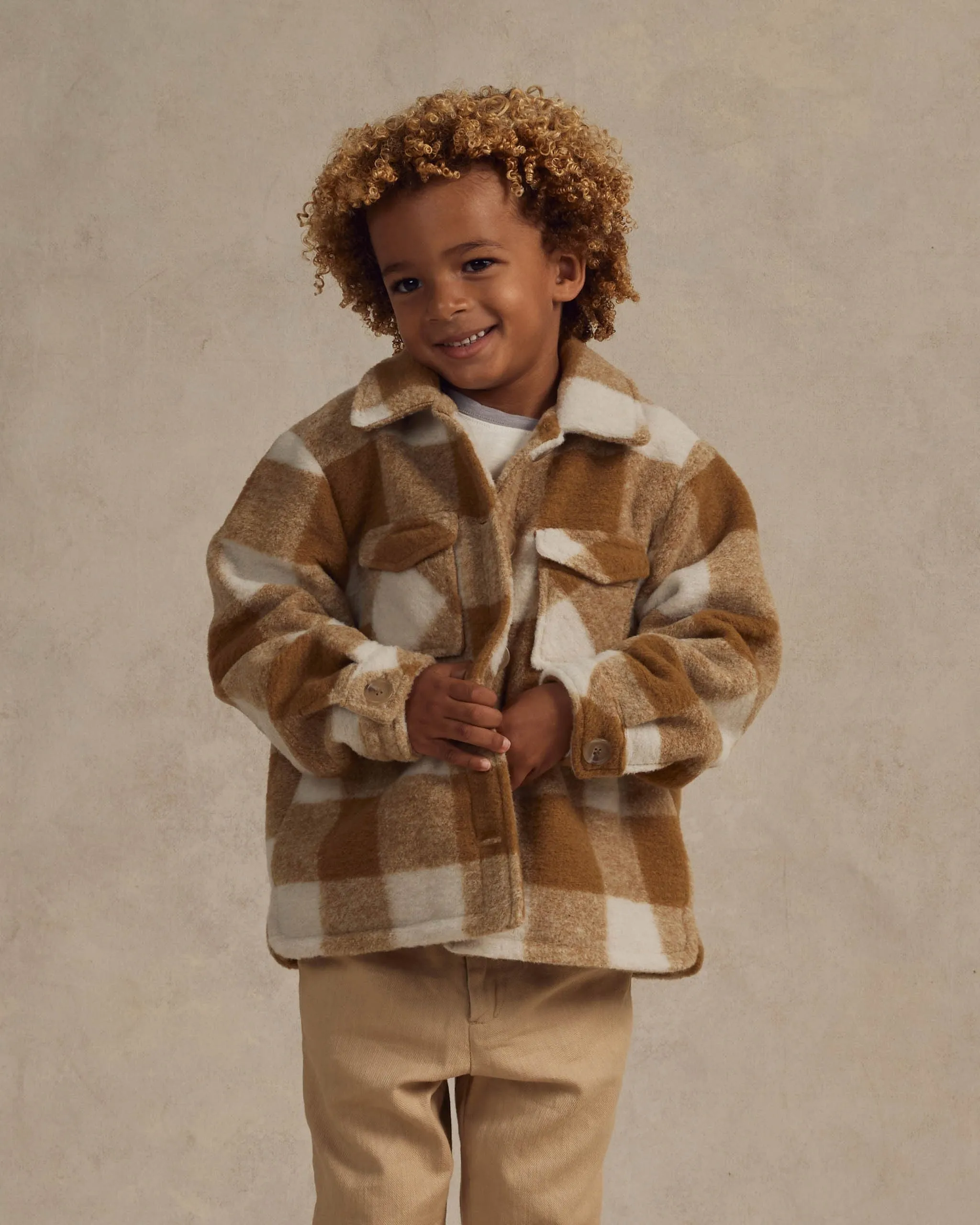 The Shearling Chore Coat by Rylee   Cru - Brass Checker - KIDS