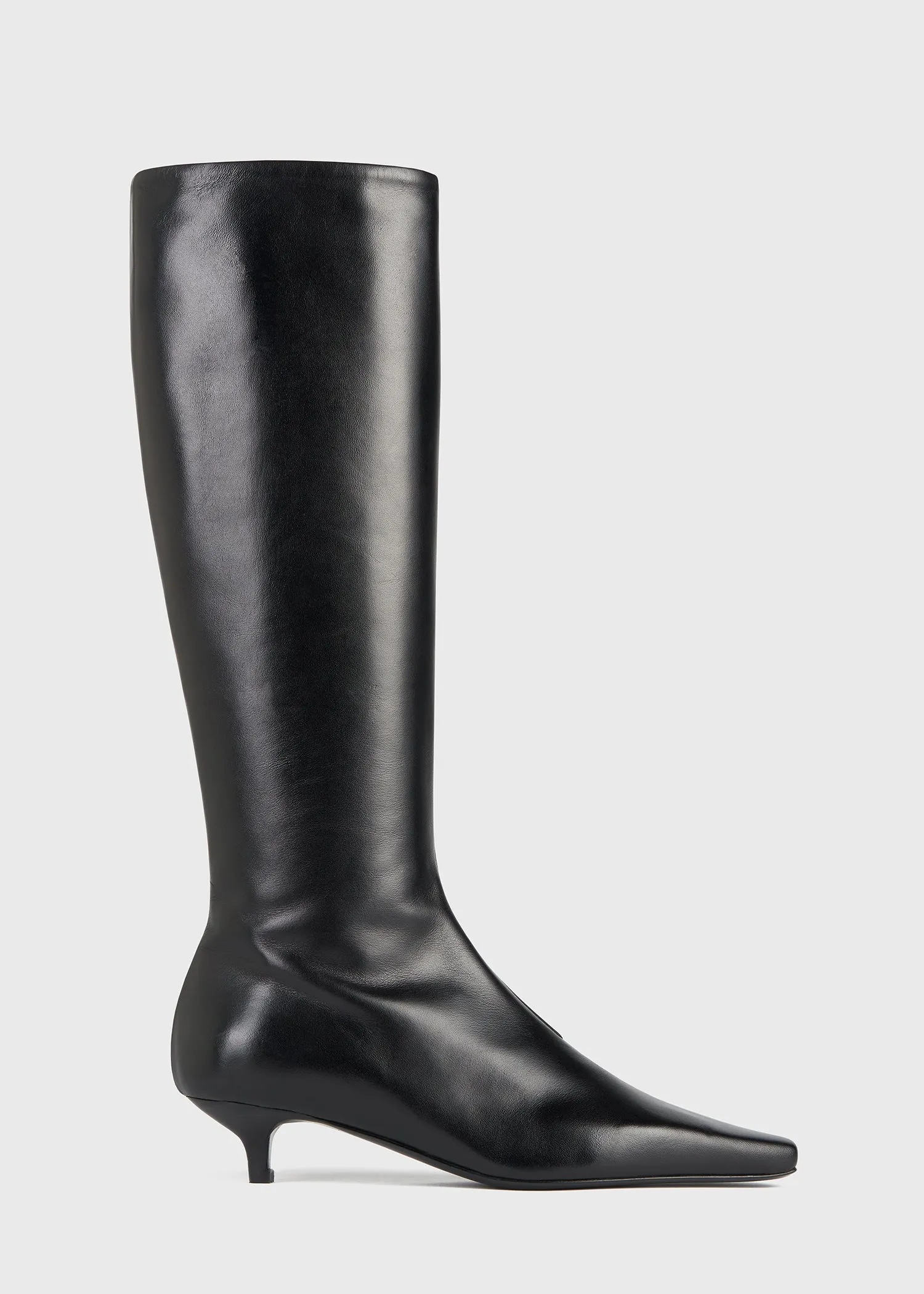 The Slim Knee-High Boot black leather/suede