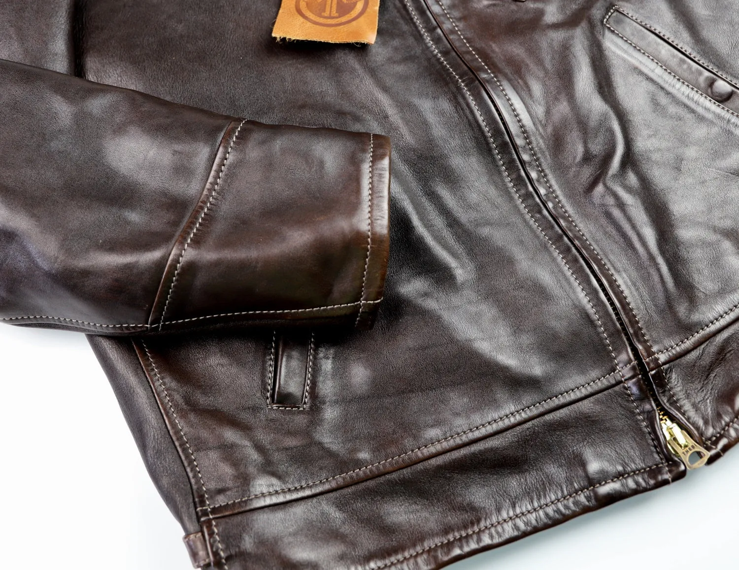 Thedi Idas Jacket, size XL, Chestnut Bruciato Horsehide with Shearling Collar