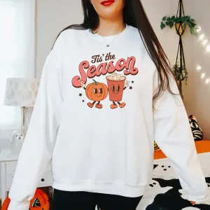 'Tis The Season | Pumpkin Spice Latte Sweatshirt | Vintage Fall Crewneck Sweatshirt