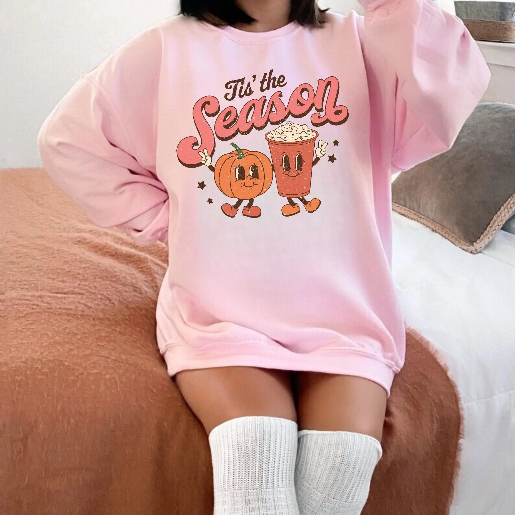 'Tis The Season | Pumpkin Spice Latte Sweatshirt | Vintage Fall Crewneck Sweatshirt