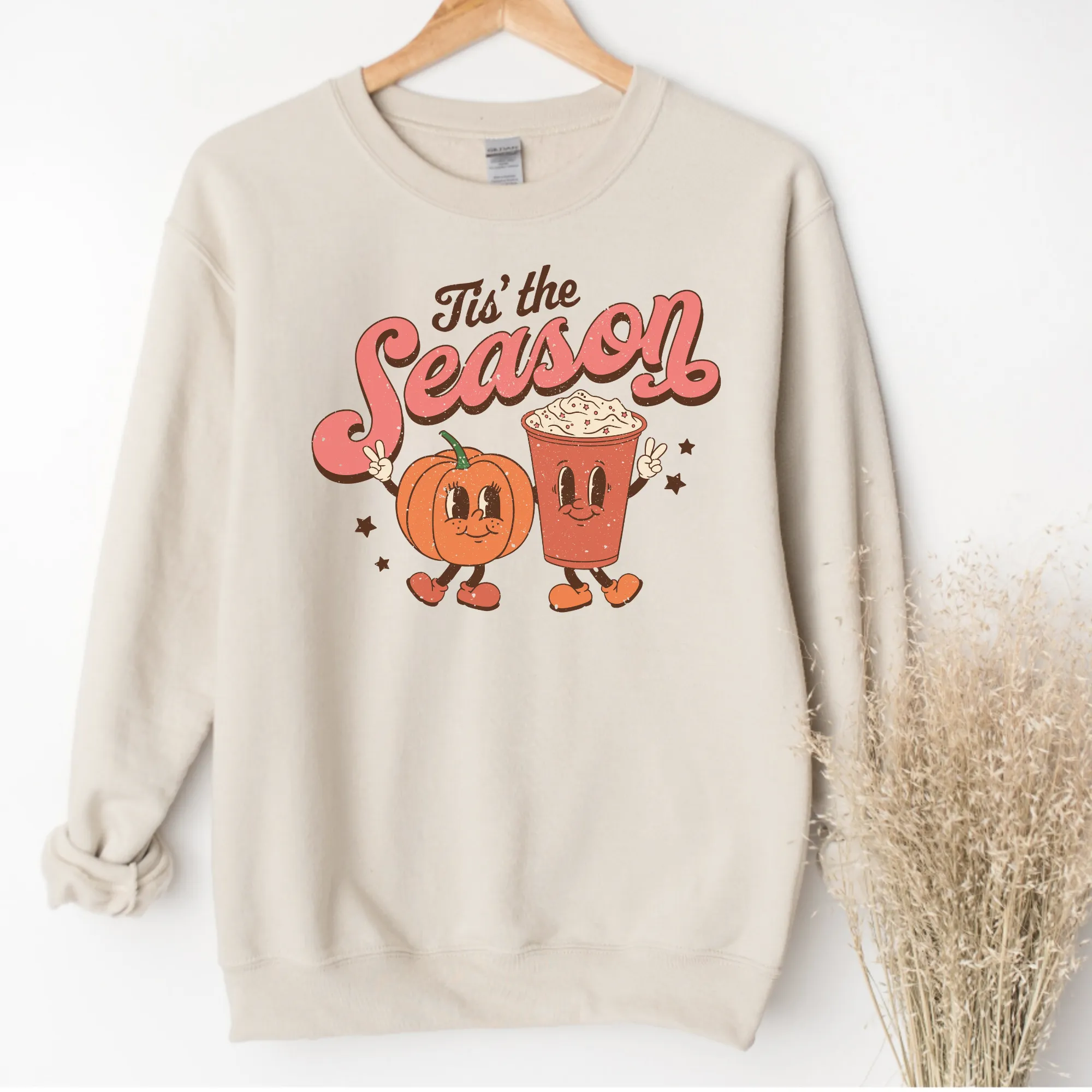 'Tis The Season | Pumpkin Spice Latte Sweatshirt | Vintage Fall Crewneck Sweatshirt