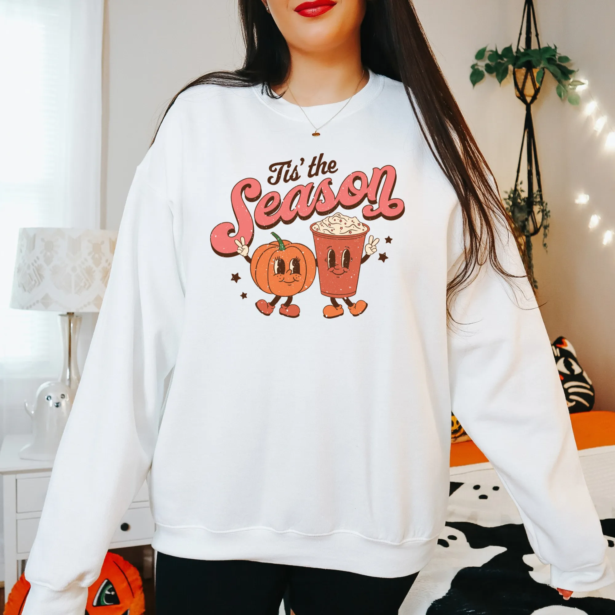 'Tis The Season | Pumpkin Spice Latte Sweatshirt | Vintage Fall Crewneck Sweatshirt