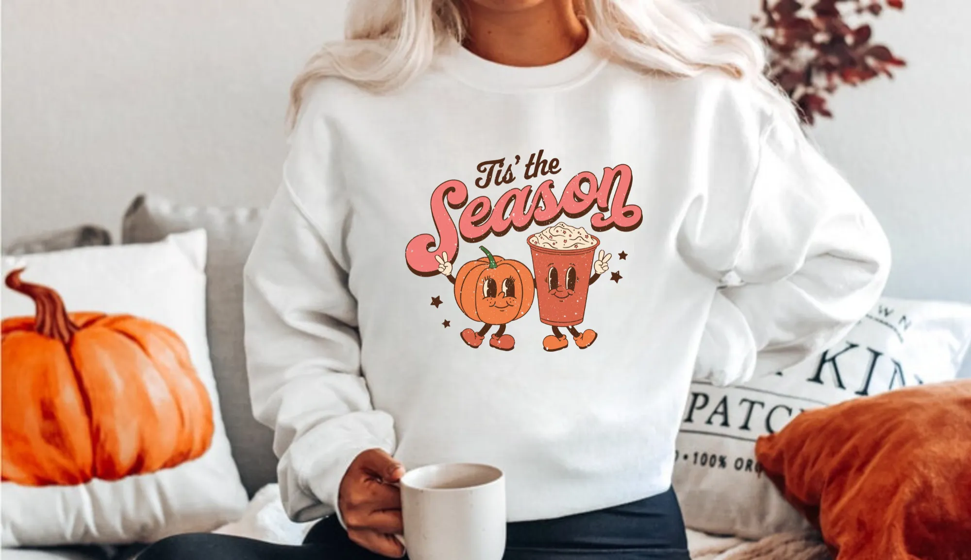 'Tis The Season | Pumpkin Spice Latte Sweatshirt | Vintage Fall Crewneck Sweatshirt