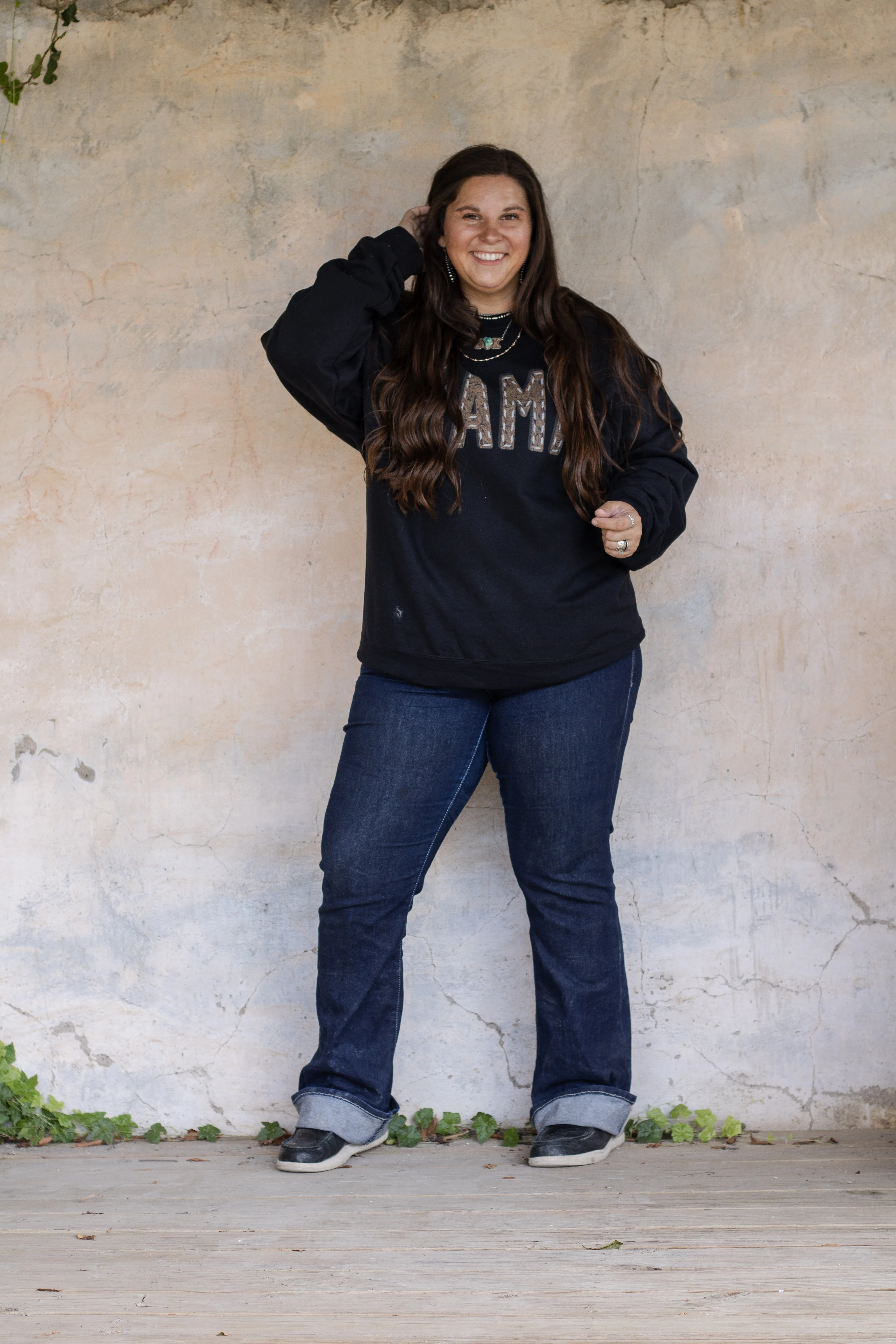 Tooled Leather Mama Crew Sweatshirt