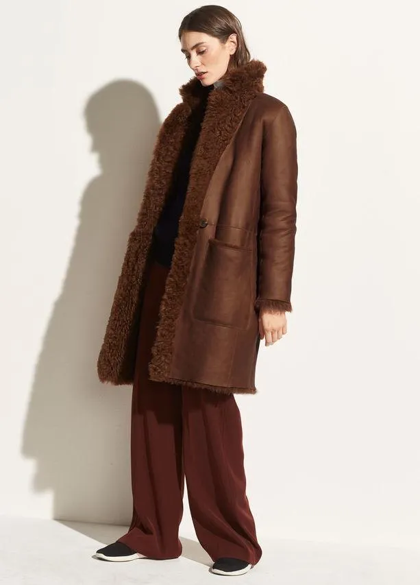 VINCE - Reversible Shearling Coat Amber