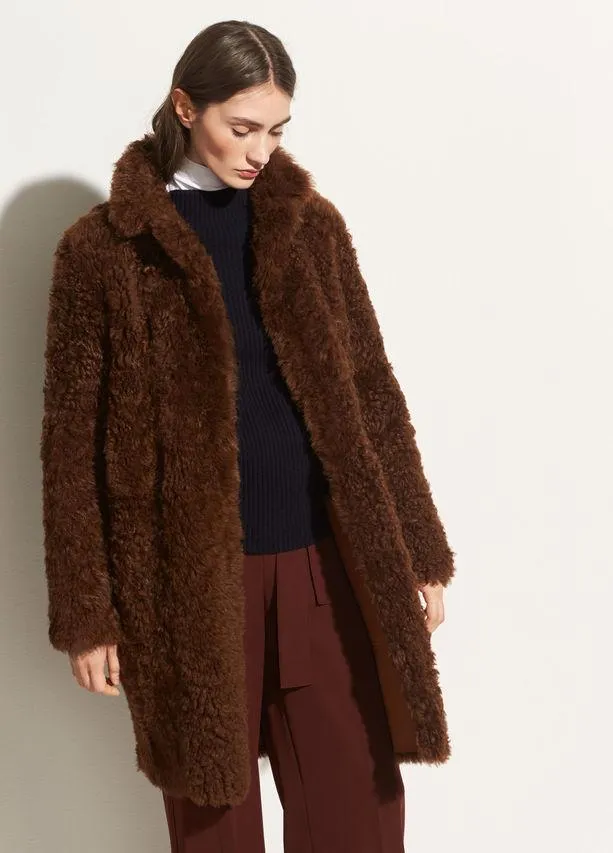 VINCE - Reversible Shearling Coat Amber