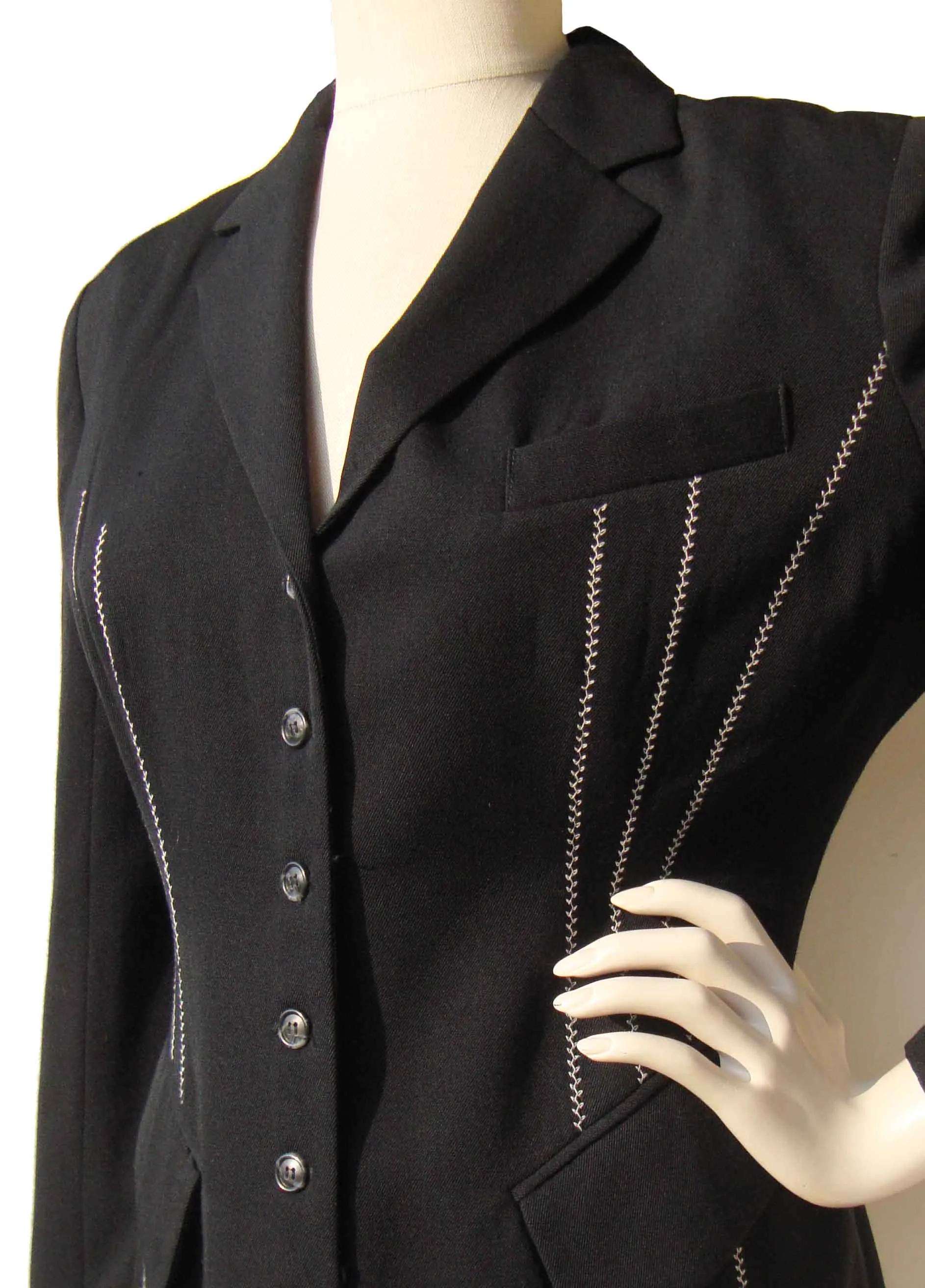 Vintage 90s Jacket Caché Black Wool Blazer M