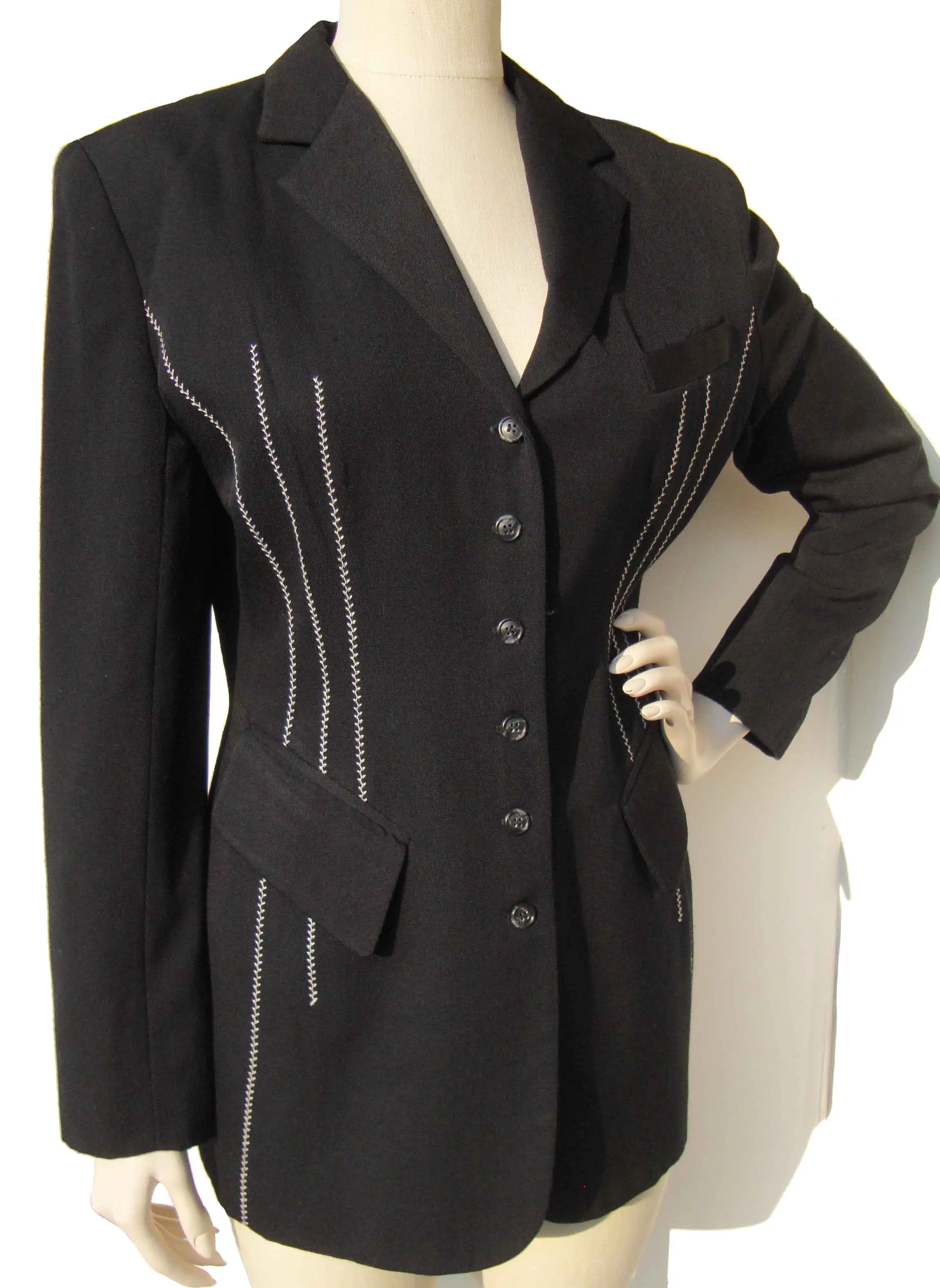 Vintage 90s Jacket Caché Black Wool Blazer M