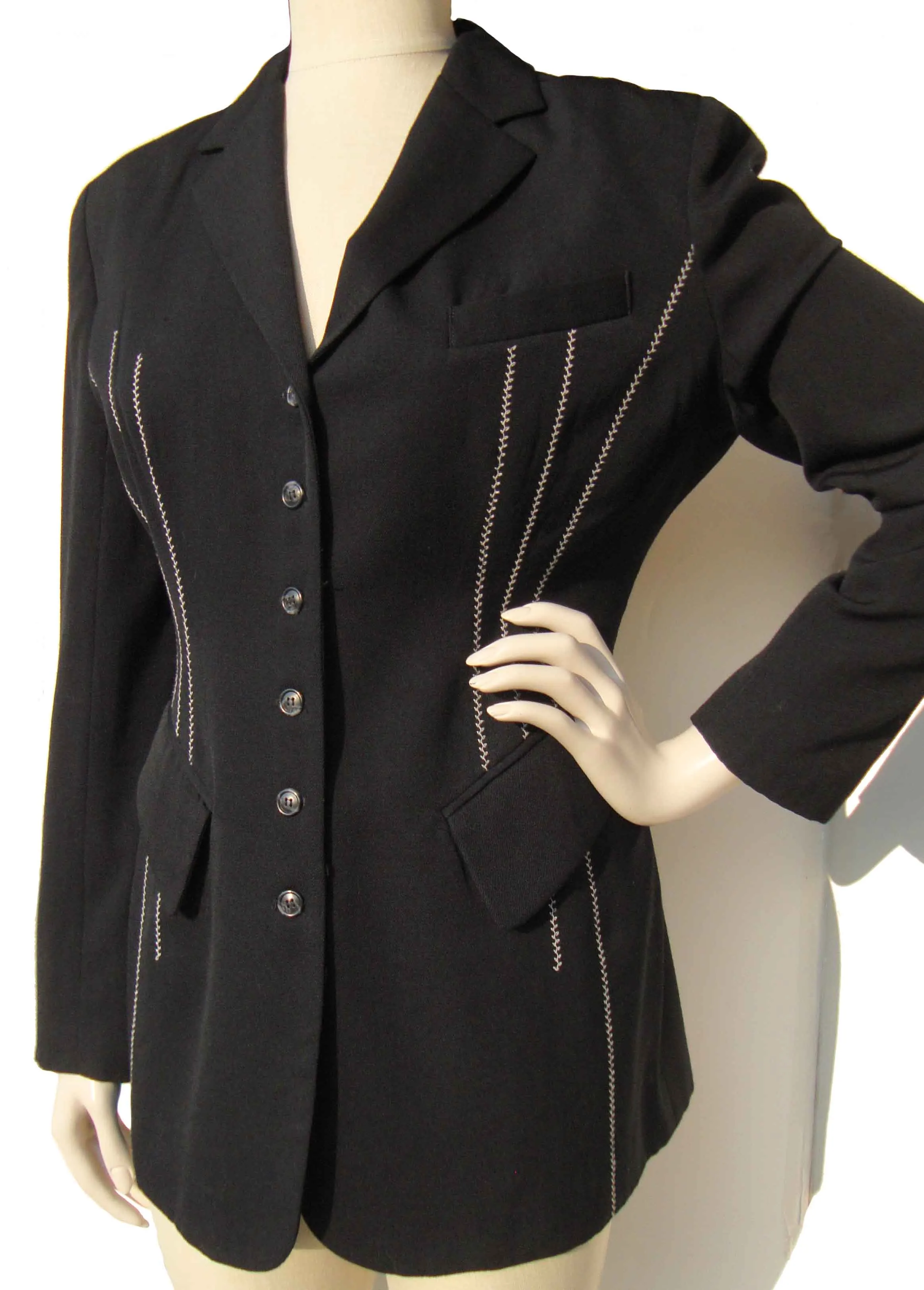 Vintage 90s Jacket Caché Black Wool Blazer M