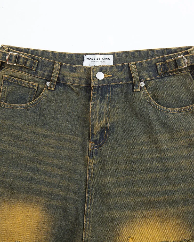 Vintage Distressed Denim Culottes