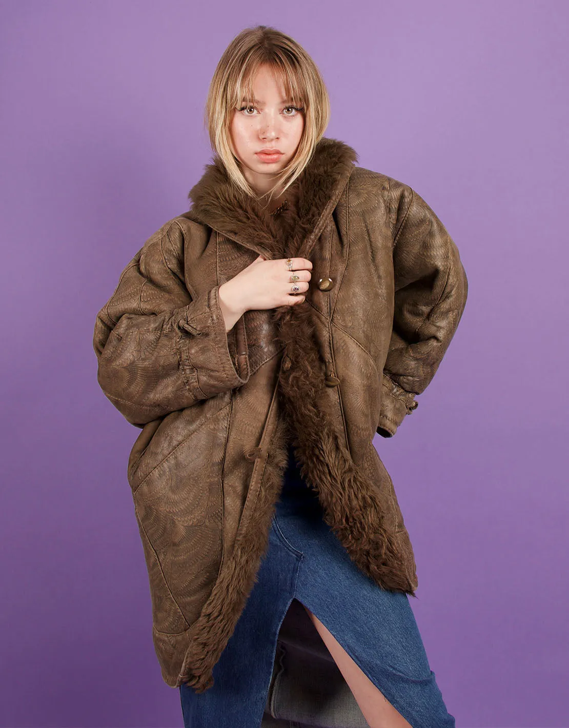 Vintage shearling toggle coat