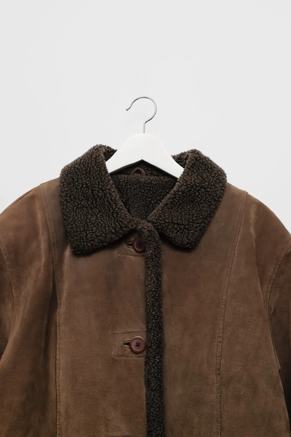 VINTAGE SUEDE BROWN SHEARLING COAT