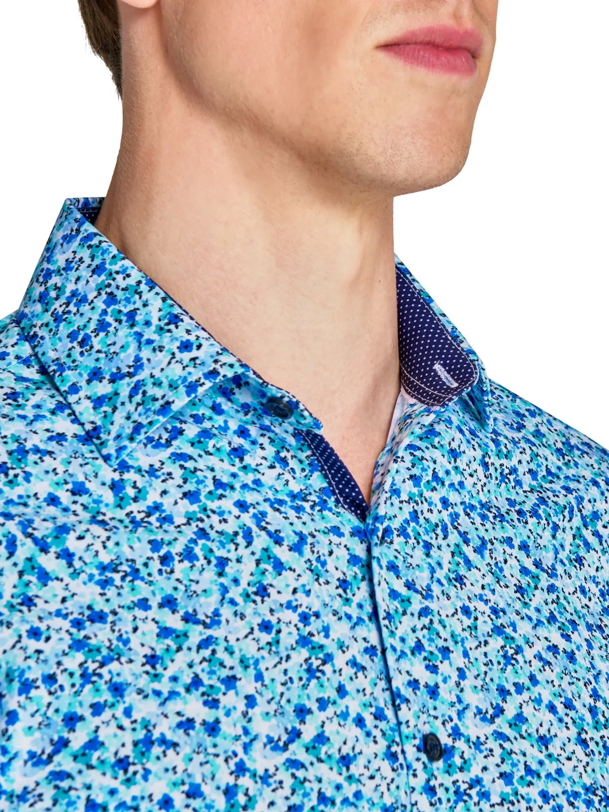 Watercolor Floral Performance Dress Shirt