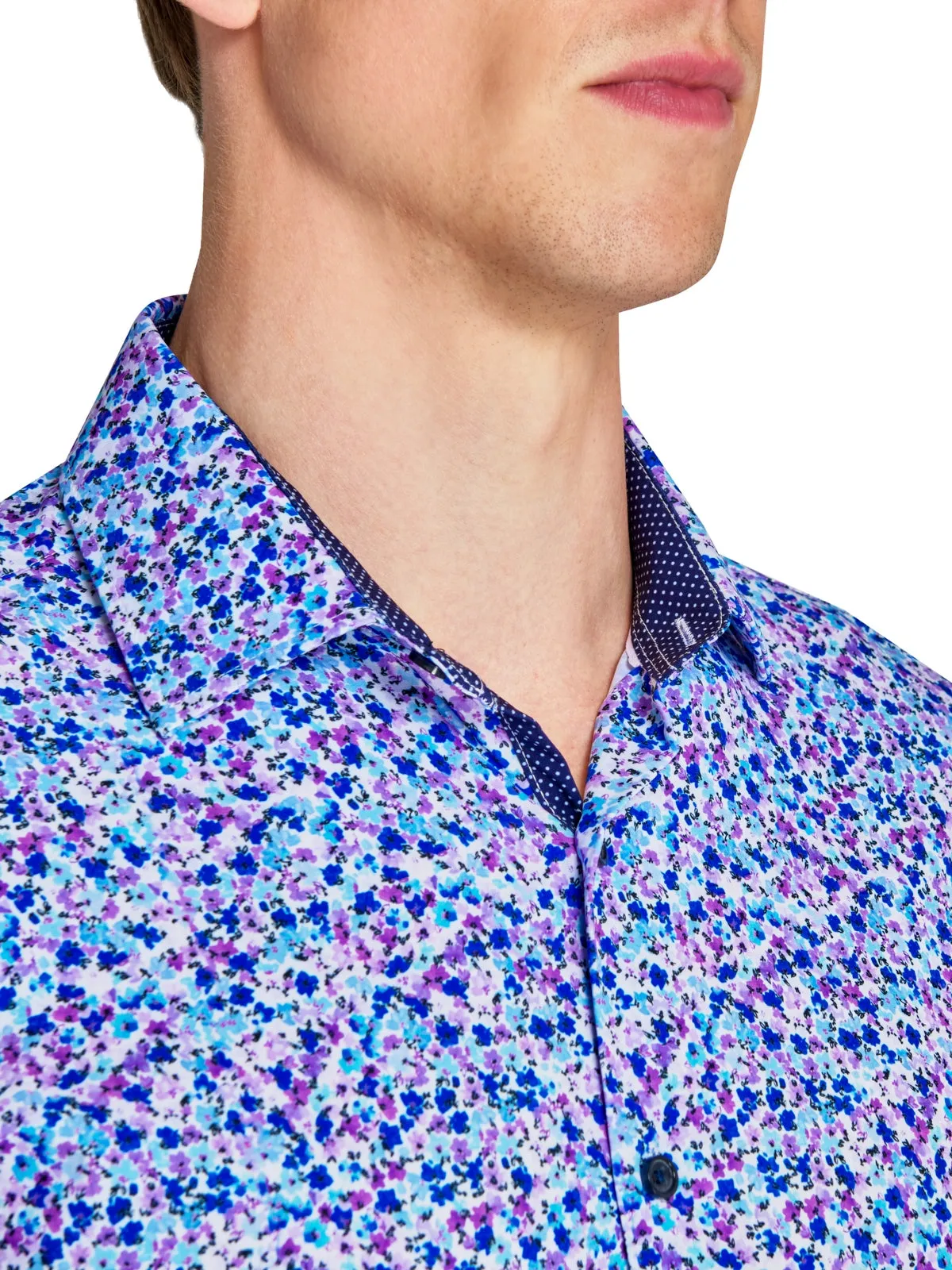 Watercolor Floral Performance Dress Shirt