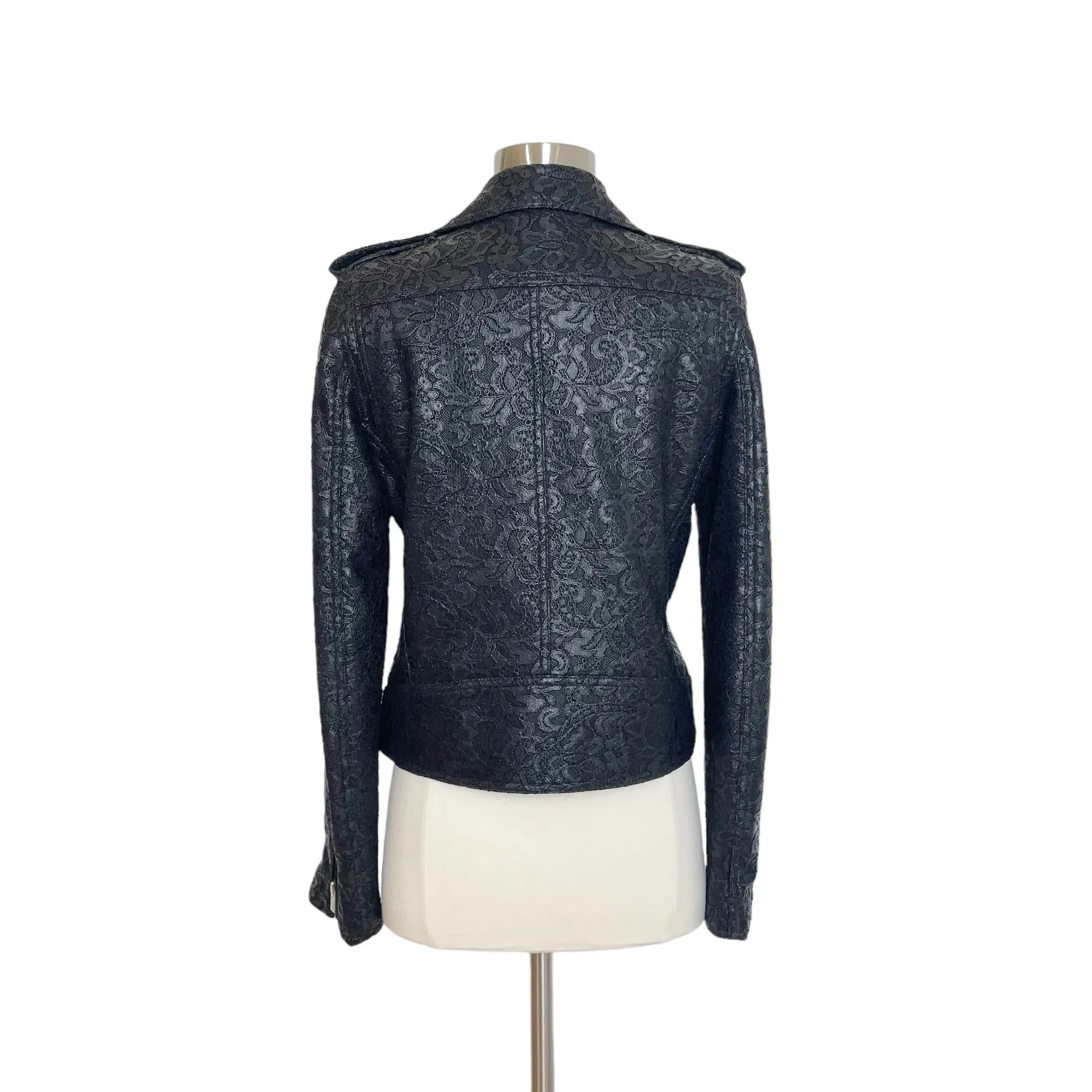 Waxed Lace Moto Jacket - M