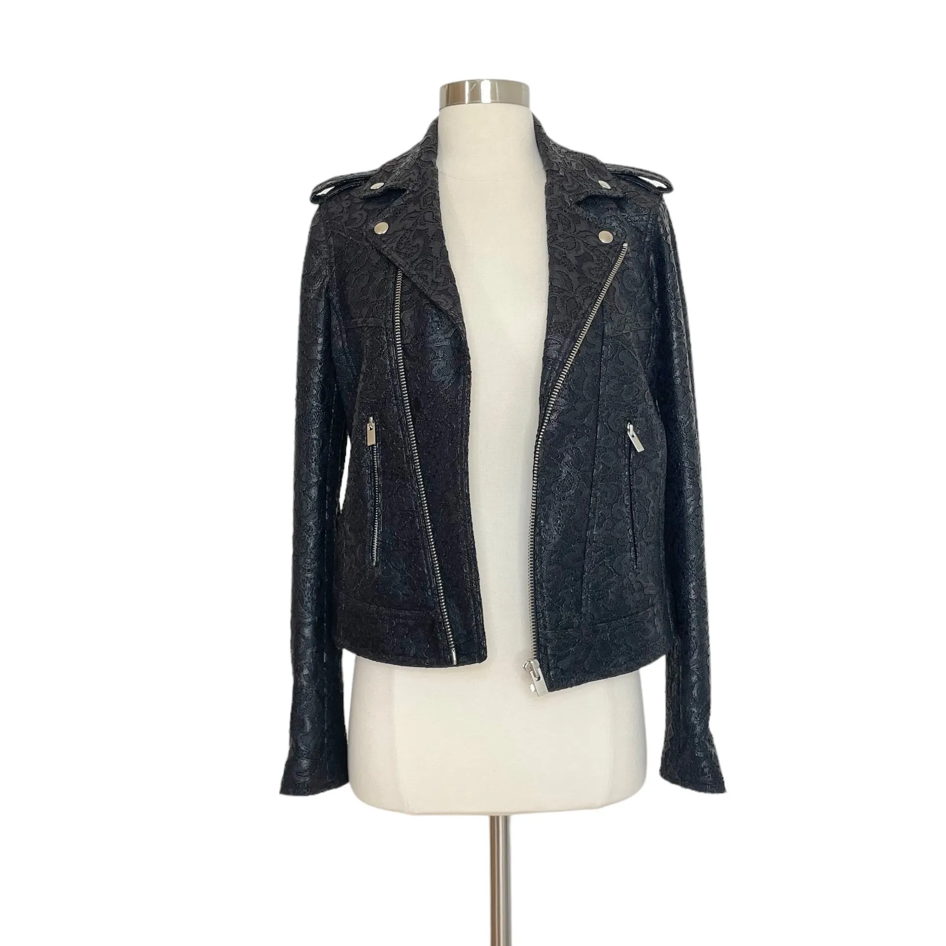 Waxed Lace Moto Jacket - M