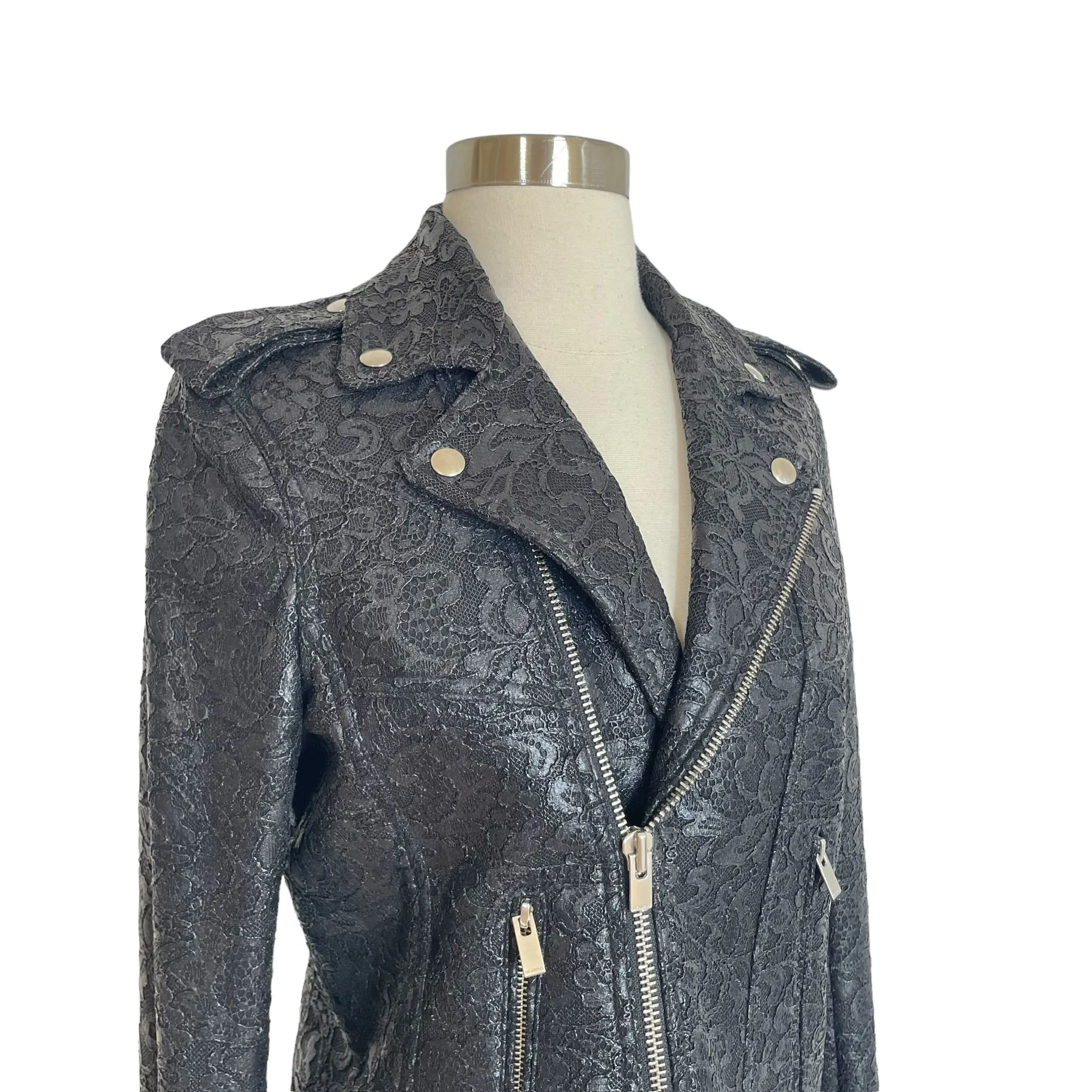 Waxed Lace Moto Jacket - M