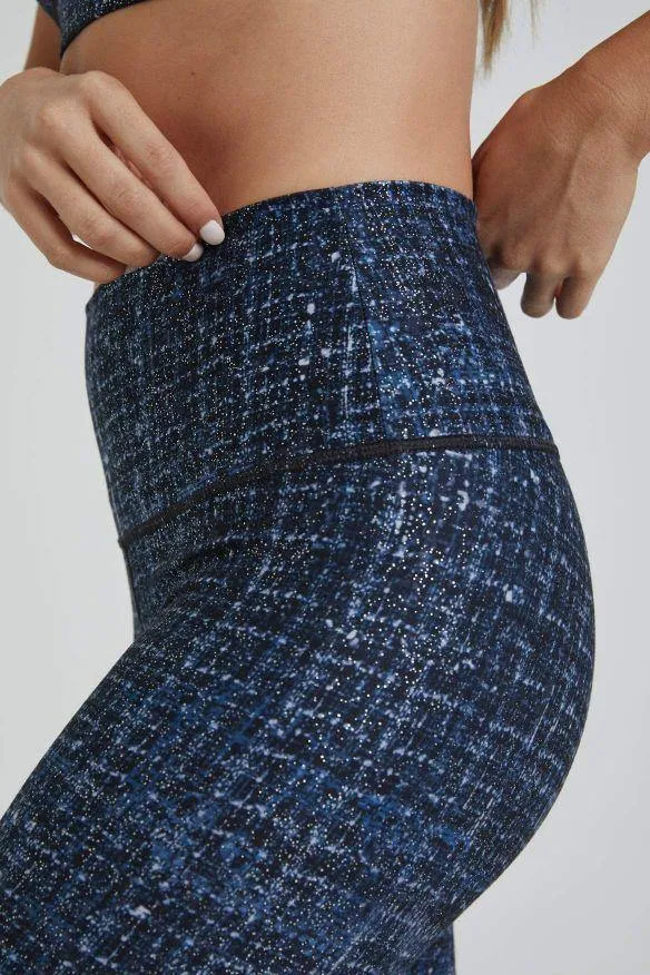 Wear It To Heart Navy Tweed Foil High Waist Legging