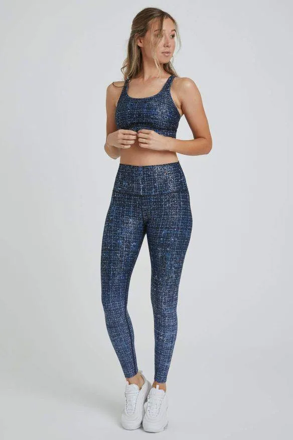 Wear It To Heart Navy Tweed Foil High Waist Legging