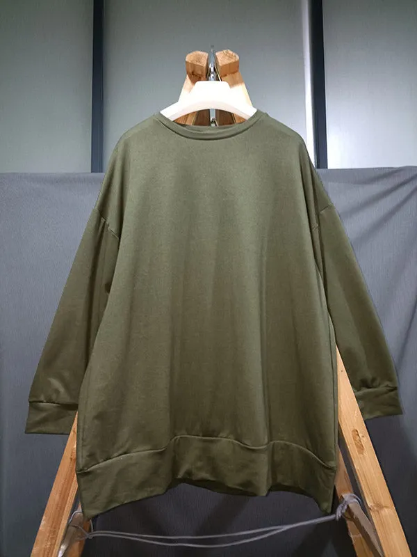 Wenkouban-Black Friday Christmas Thanksgiving Casual Loose Solid Color Round-Neck Sweatshirt Top