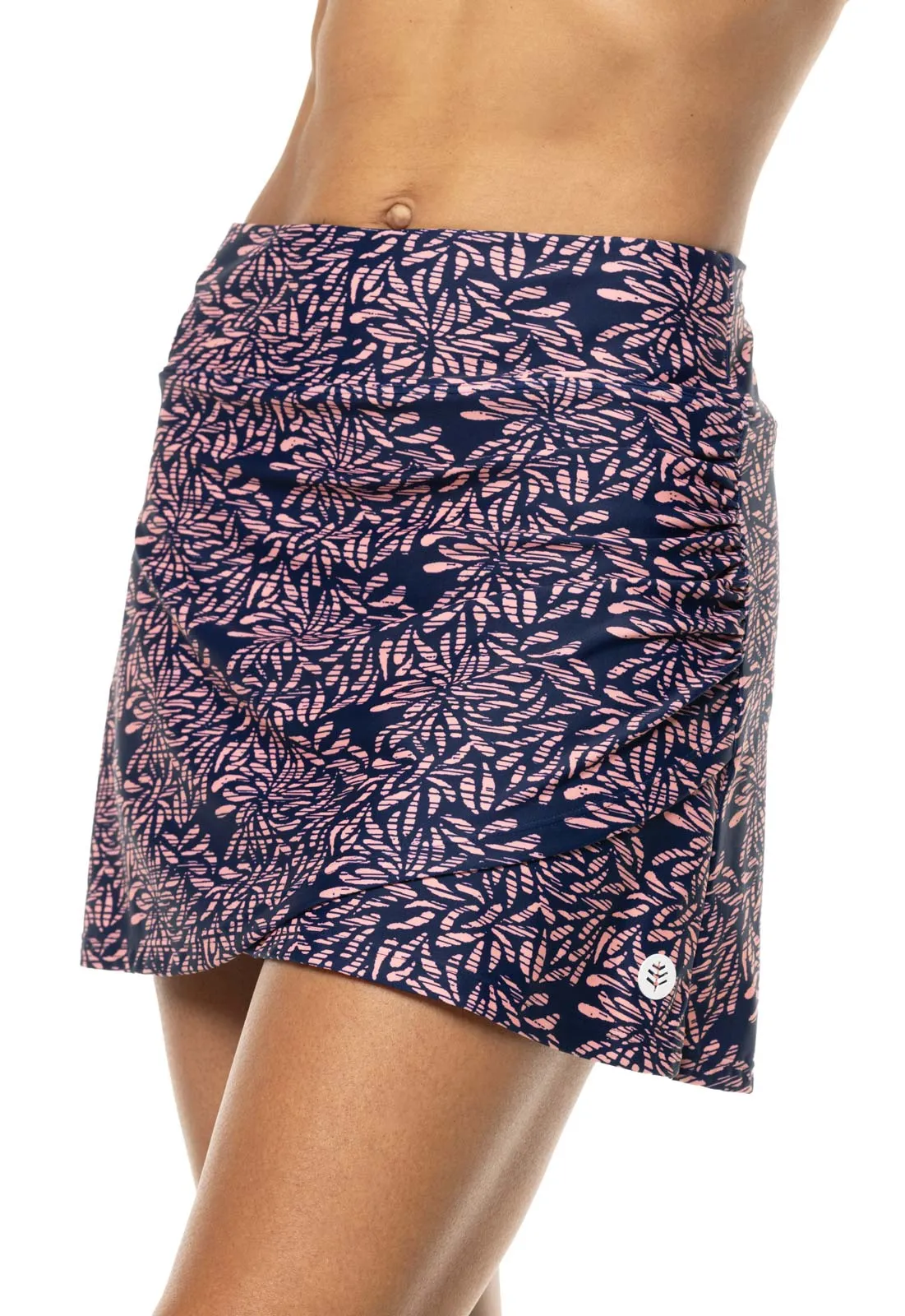 Women's Big Wave Swim Skort  |  Peachy Pink Etched Flowers