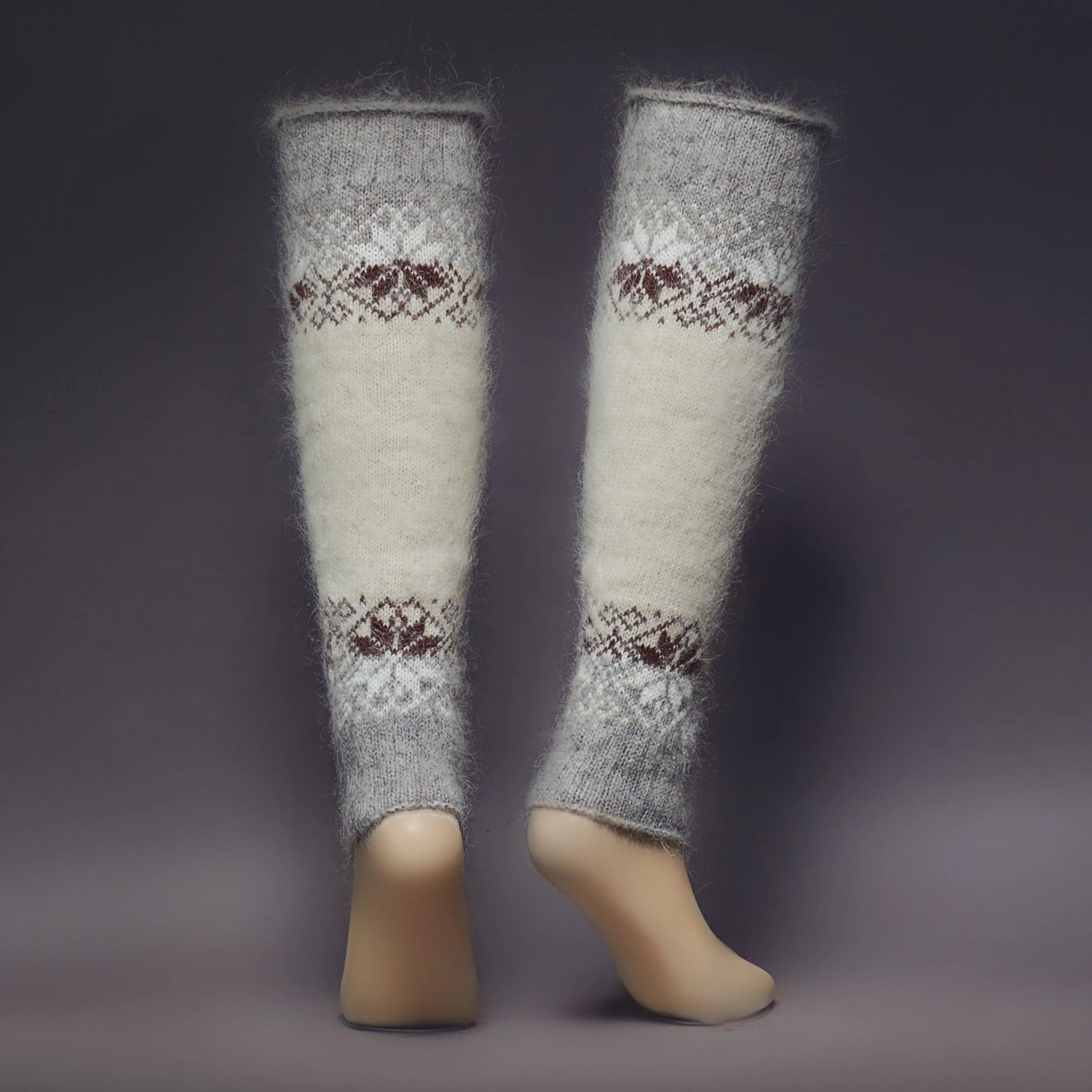 Women's Coffee & Cream Goat Wool Leg Warmers