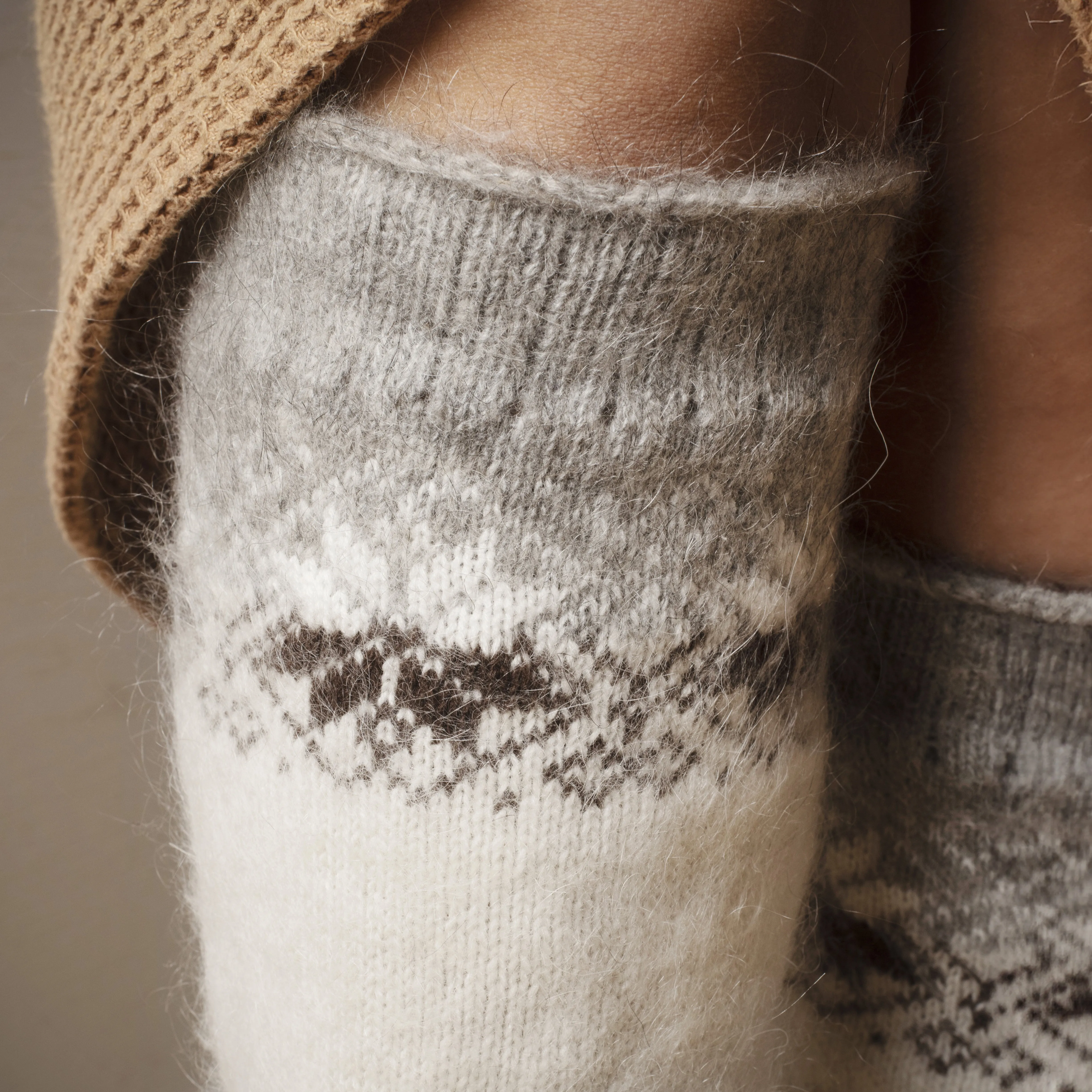 Women's Coffee & Cream Goat Wool Leg Warmers