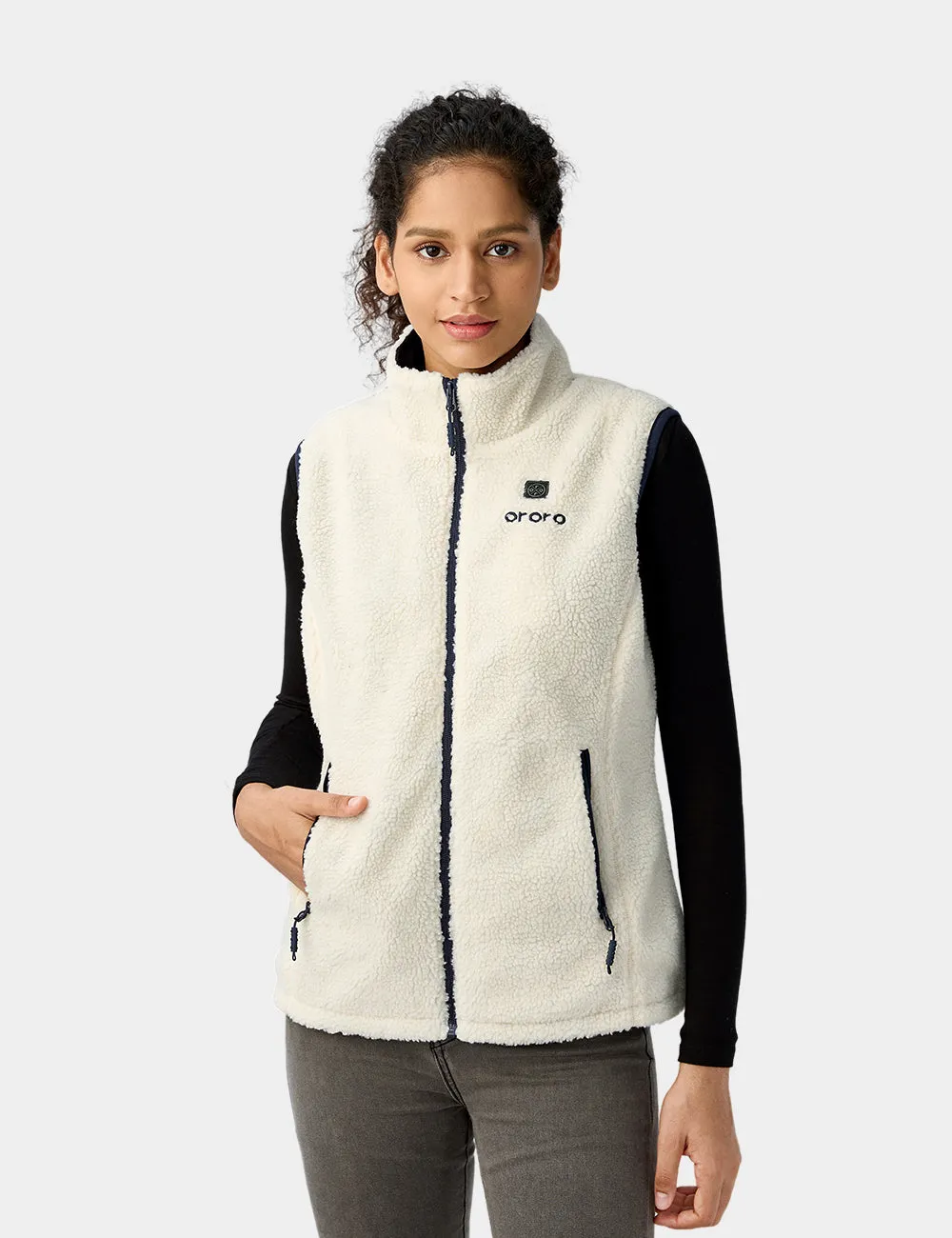 Women's Heated Recycled Fleece Vest - Ivory