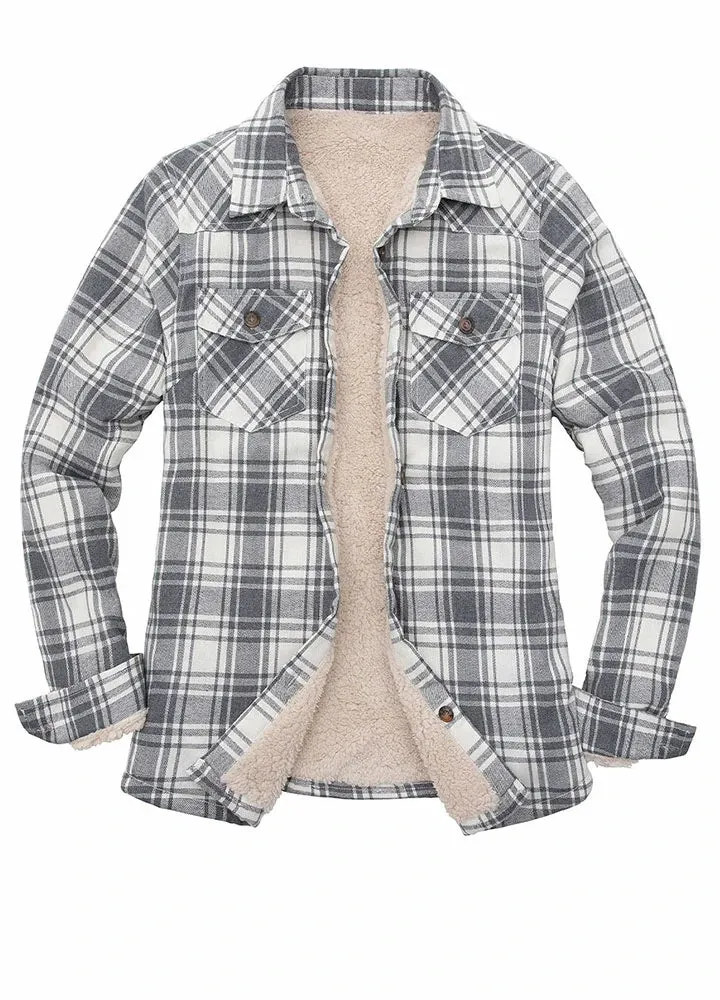 Women's Matching Family Black White Plaid Flannel Shirt Jacket