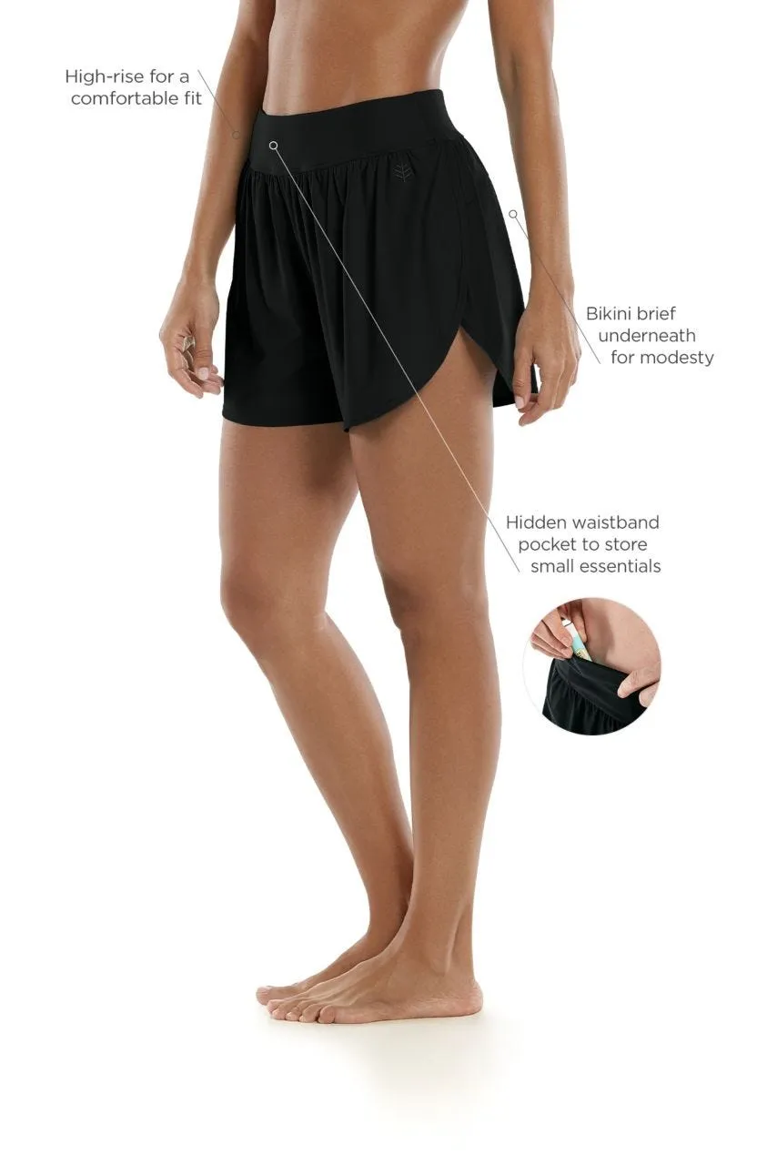 Women's Ripple Swim Shorts  |  Black